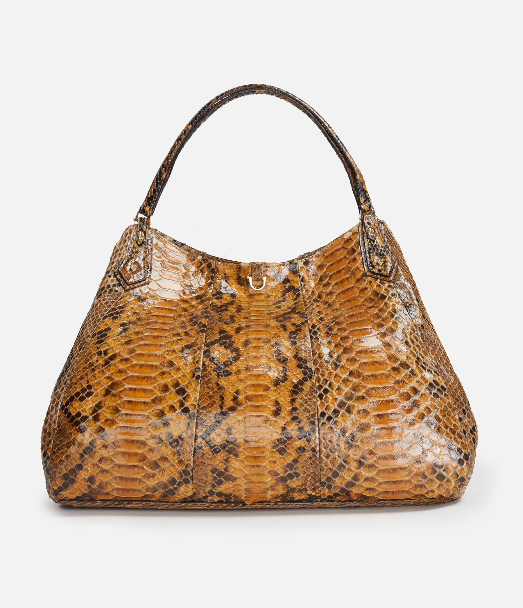 Hobo Tote in Golden Tan Python with Gold Hardware