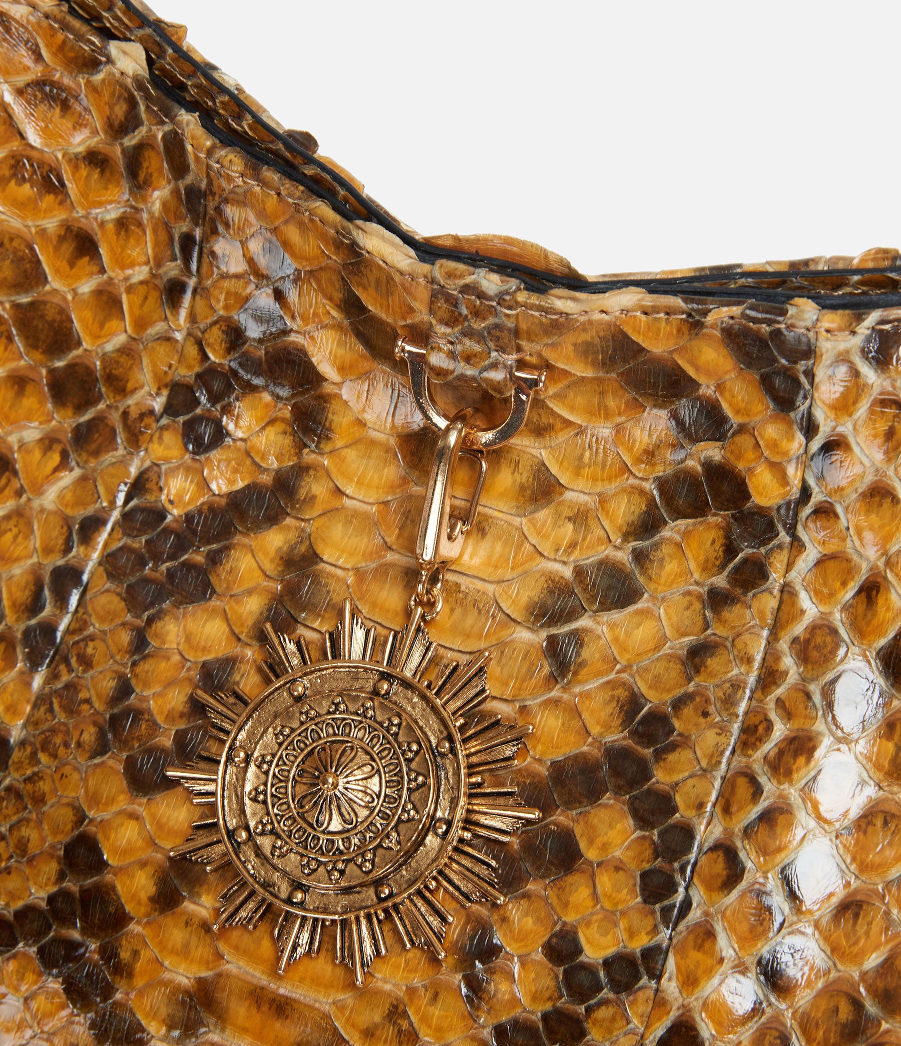 Hobo Tote in Golden Tan Python with Gold Hardware