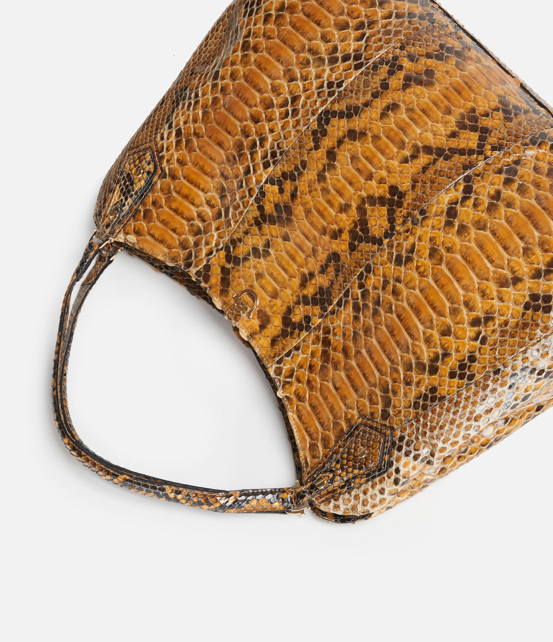 Hobo Tote in Golden Tan Python with Gold Hardware