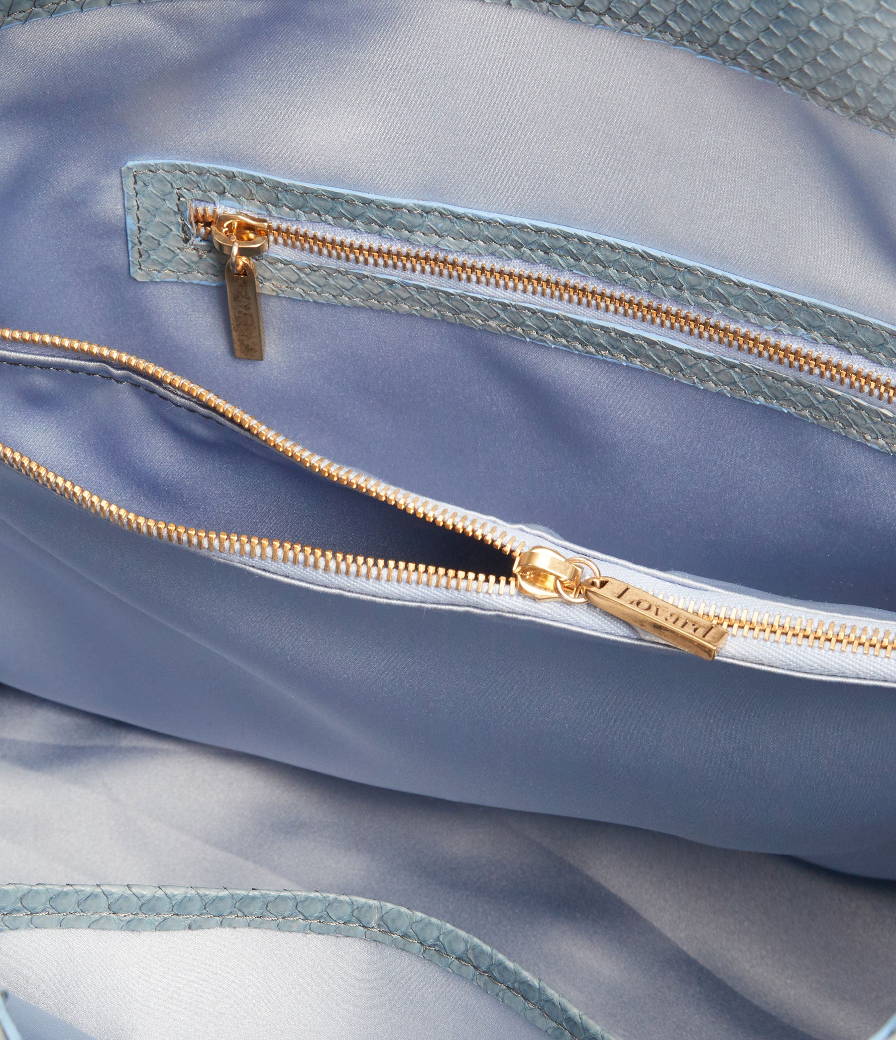 Hobo Tote in Cornflower Blue Python with Gold Hardware