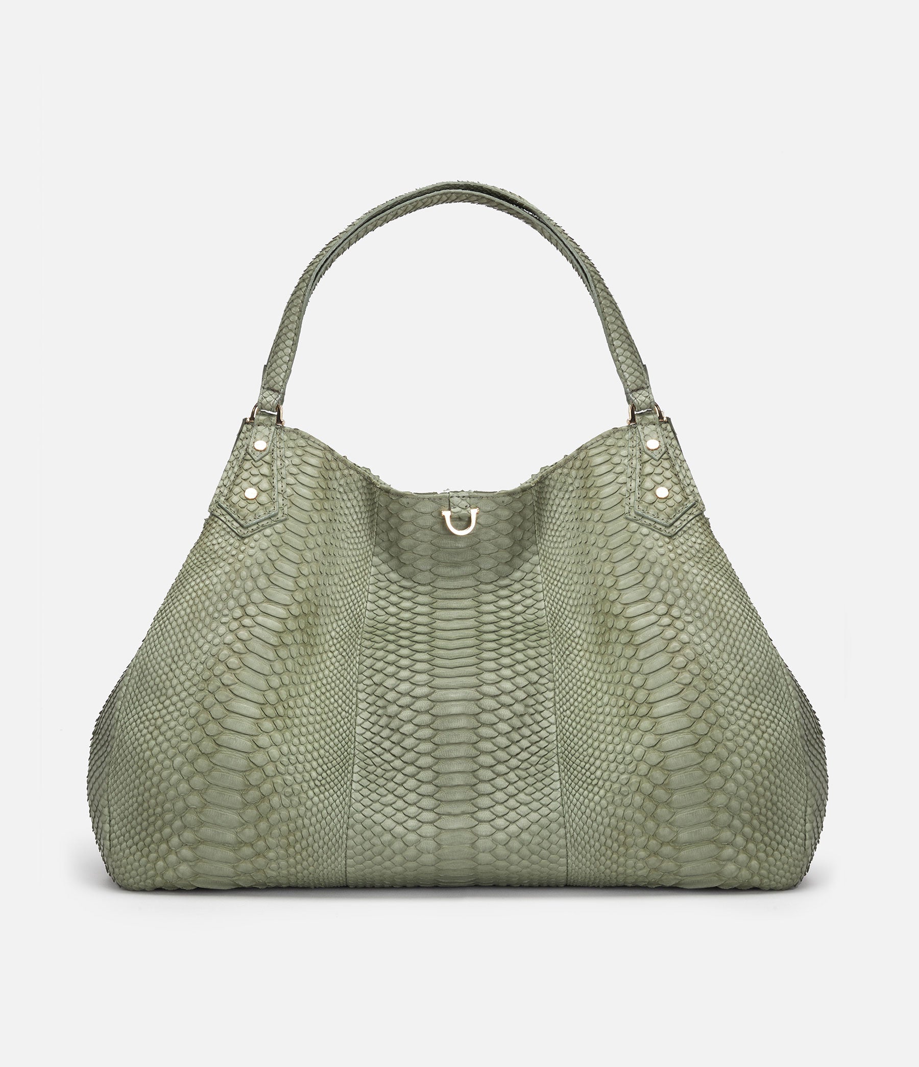 Hobo Tote in Mint Python with Gold Hardware