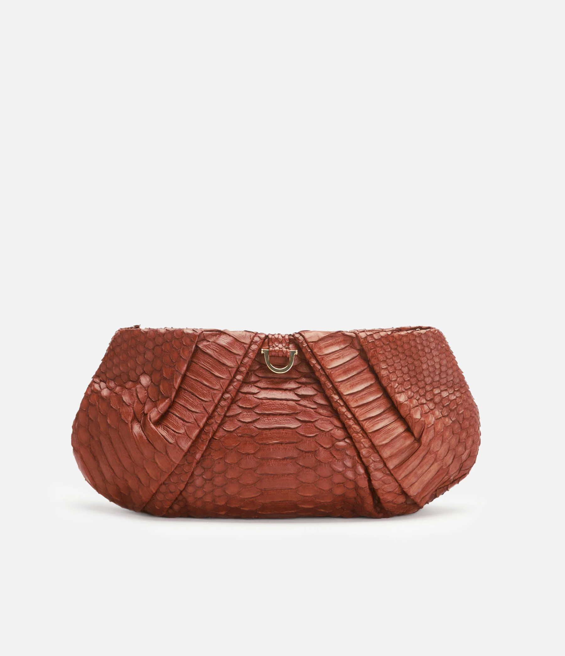 The Python Croissant Bag in Chocolate Python with Gold Hardware