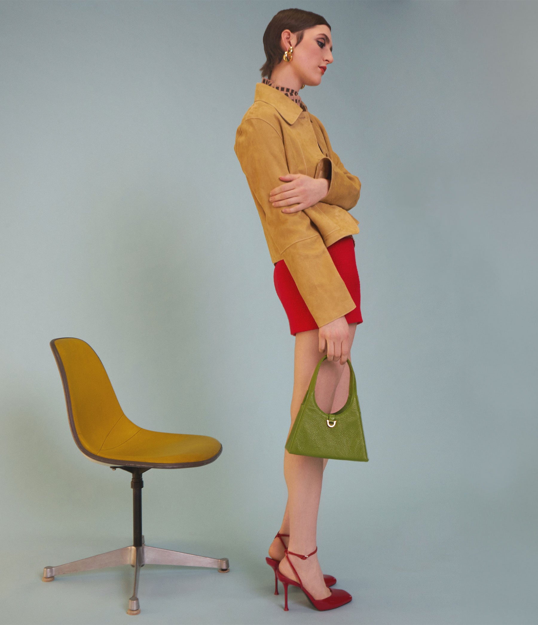 The Lady Tote in Lime Leather with Gold Hardware