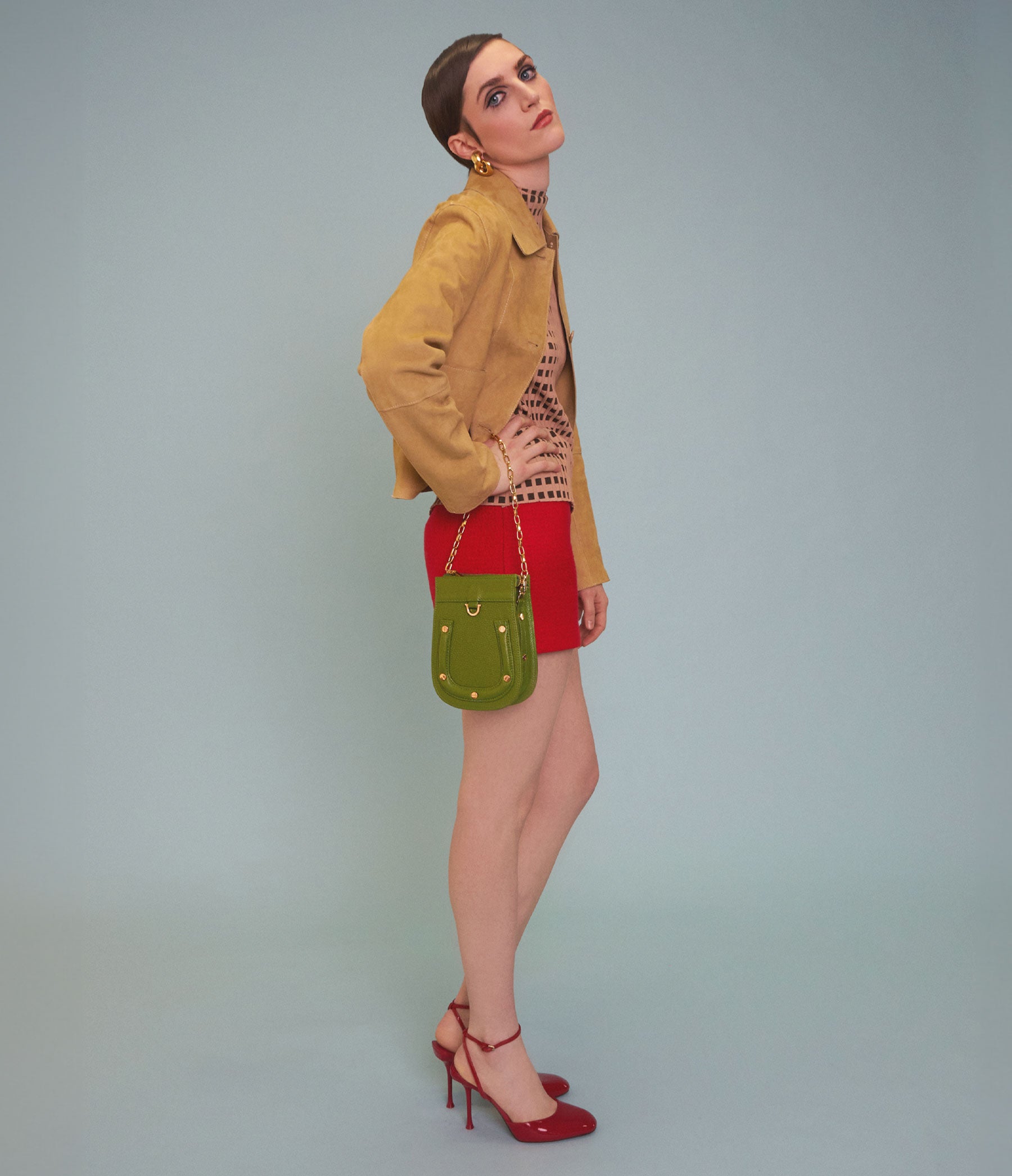 The Violin in Lime Leather with Gold Hardware