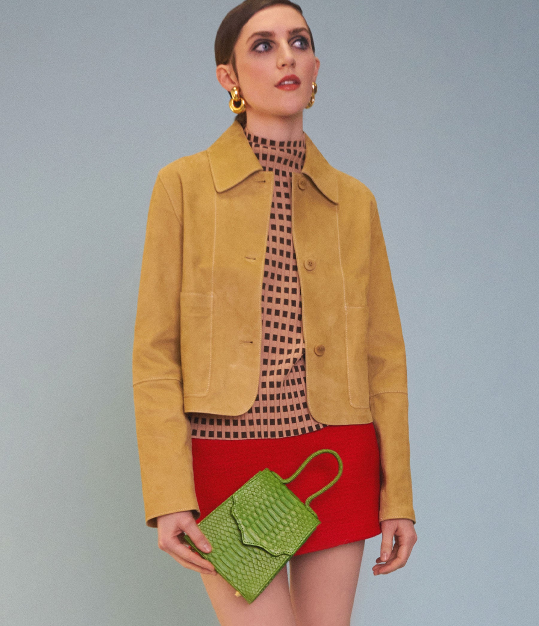 The Mini Missy in Lime Python with Gold Hardware