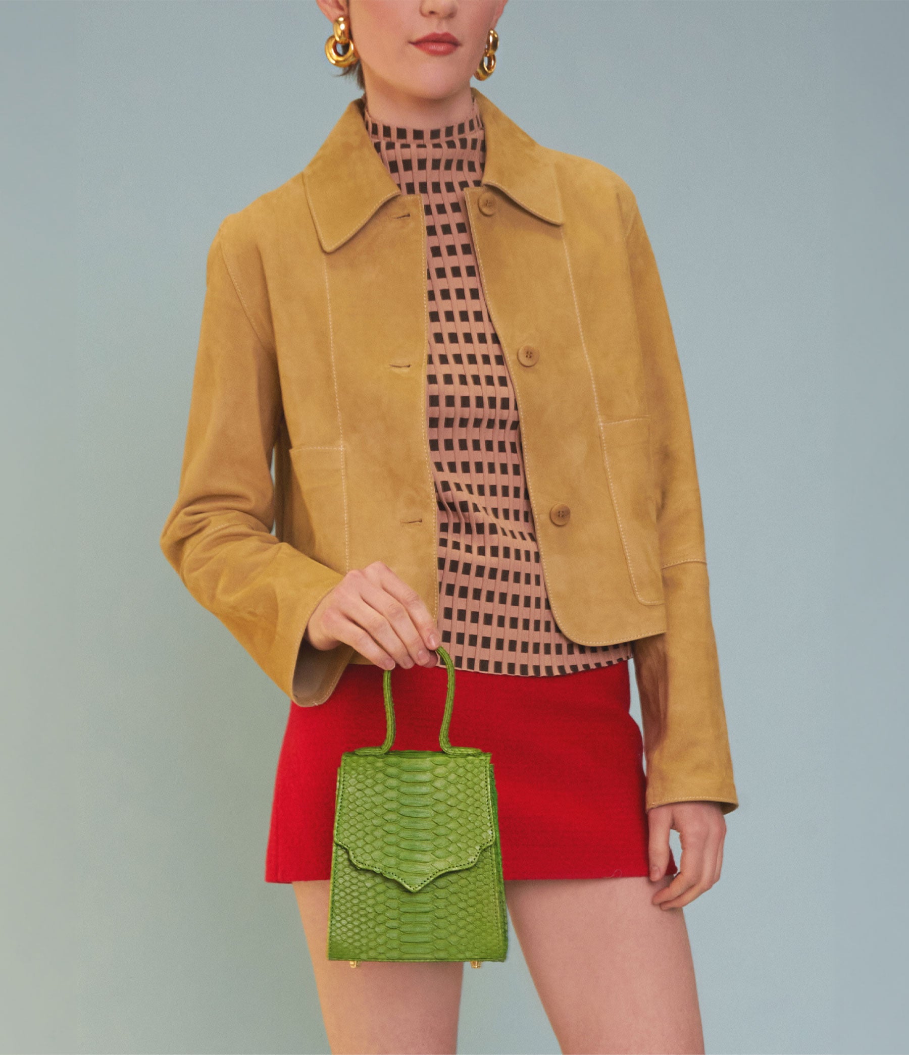 The Mini Missy in Lime Python with Gold Hardware