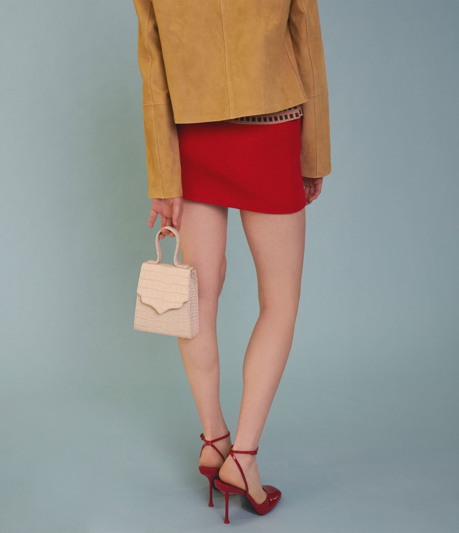 The Mini Missy in White Croc-Embossed Leather with Gold Hardware