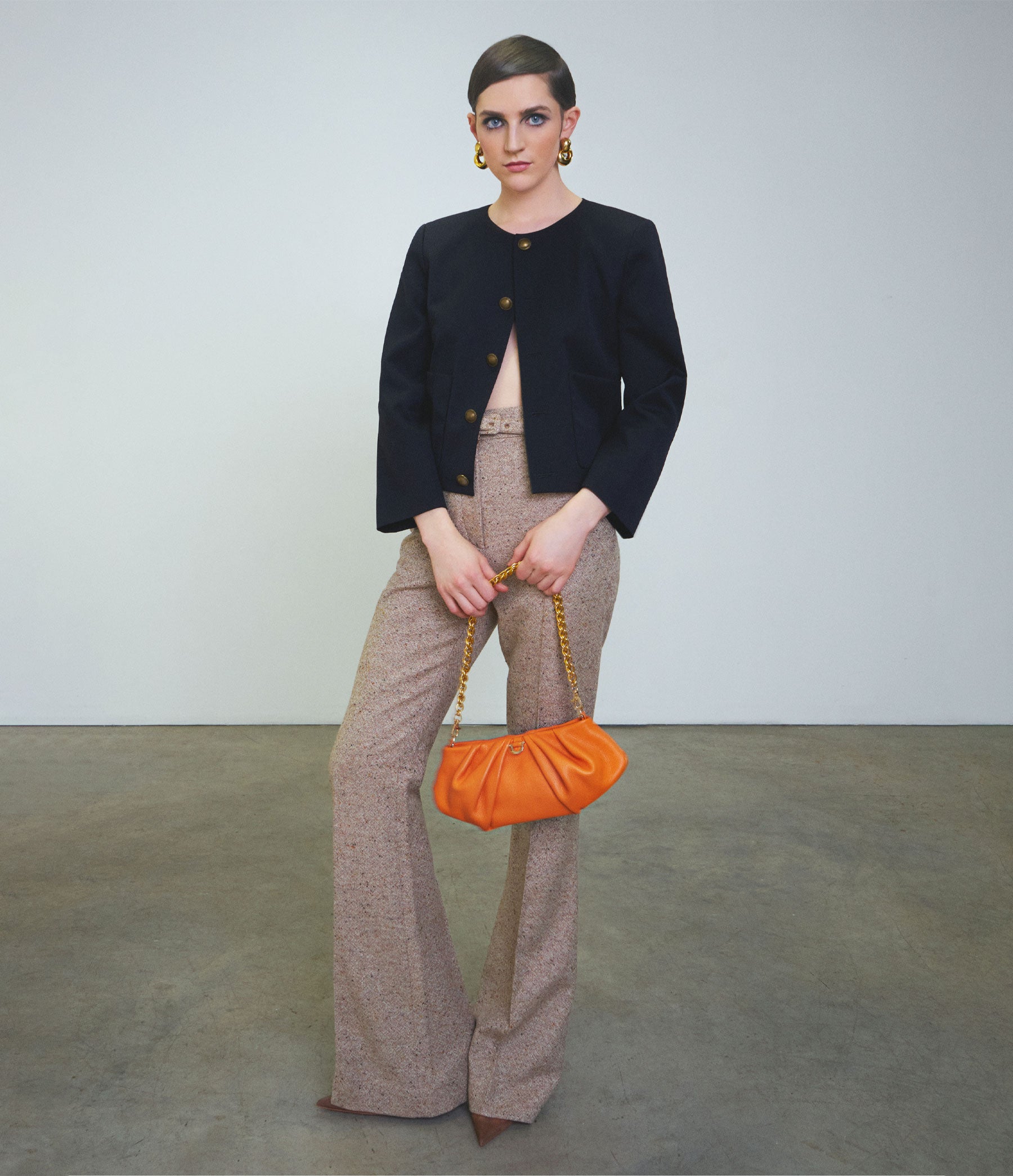 The Croissant in Tangerine Leather with Gold Hardware