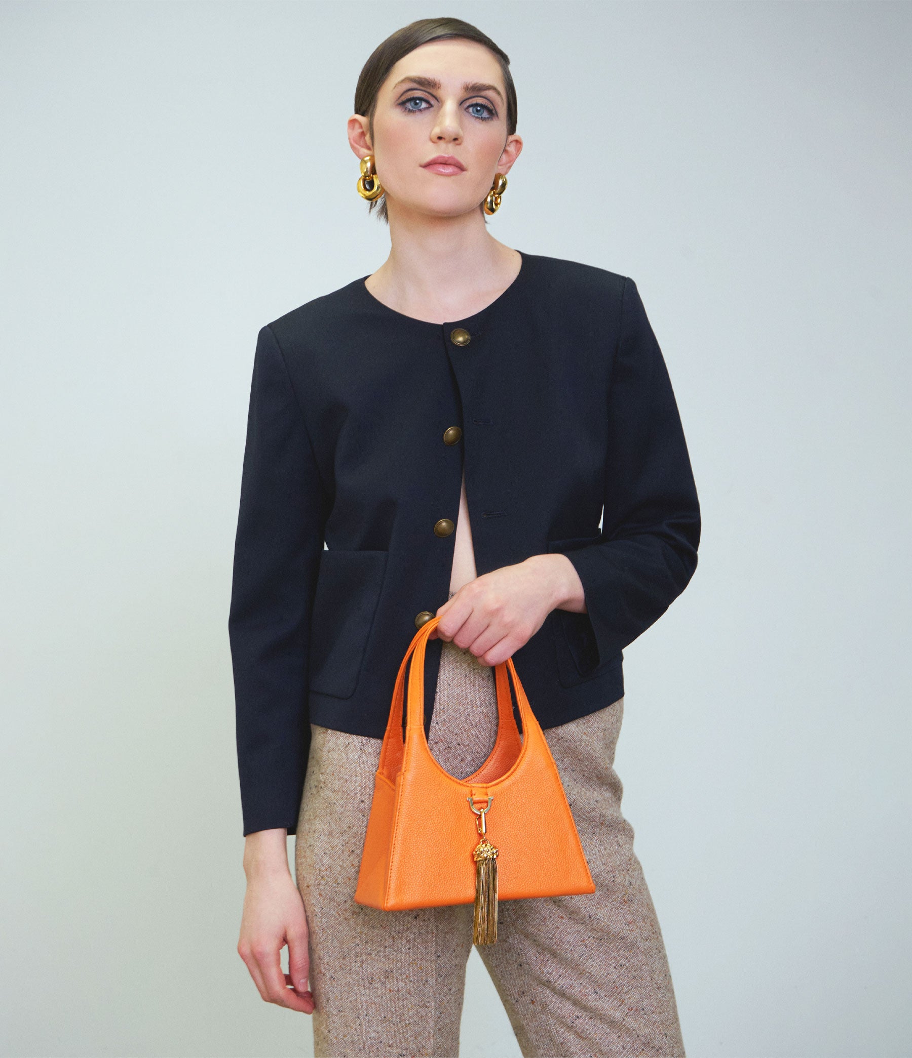 The Lady Tote in Tangerine Leather with Gold Hardware