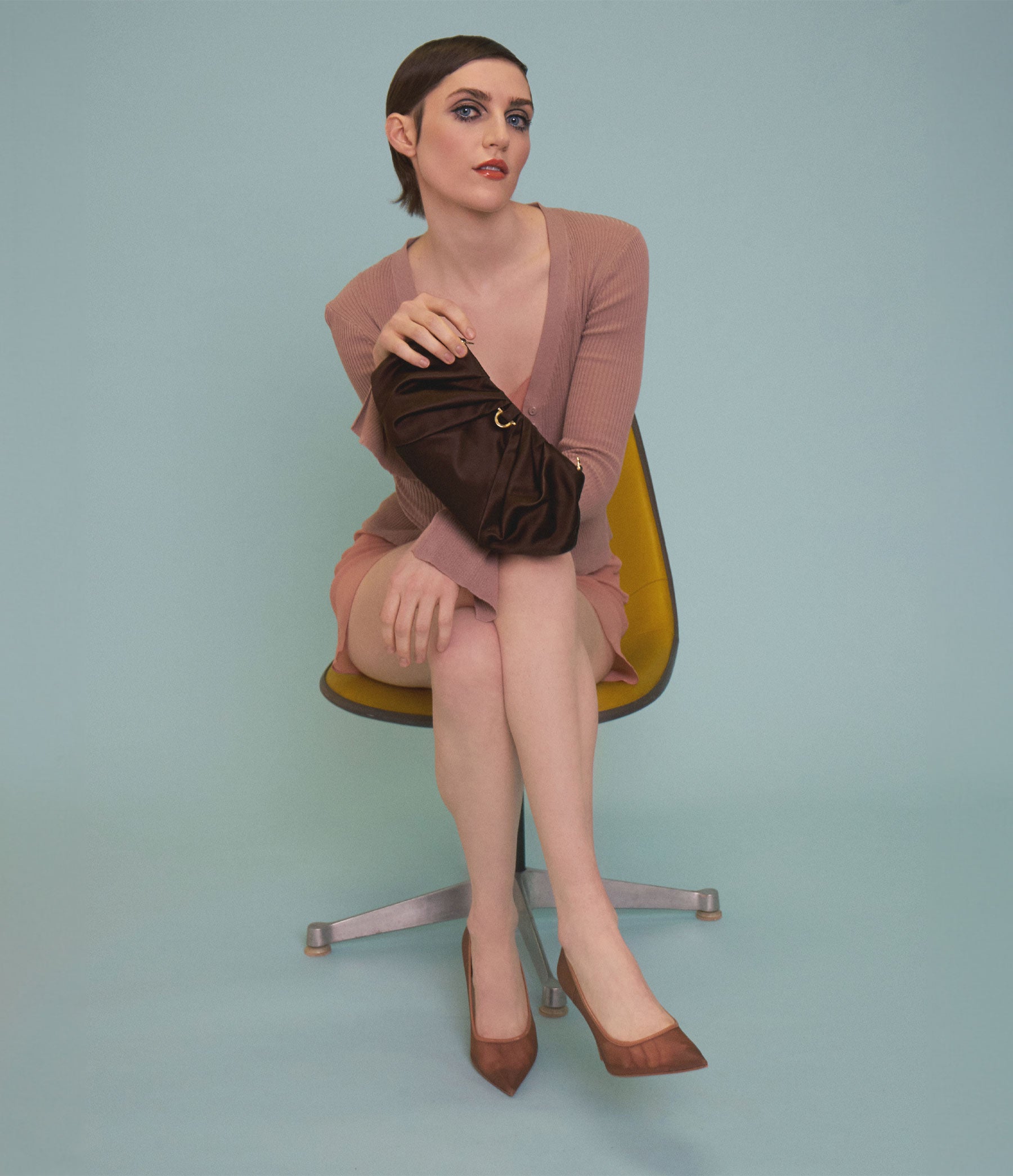 The Croissant in Brown Satin with Gold Hardware
