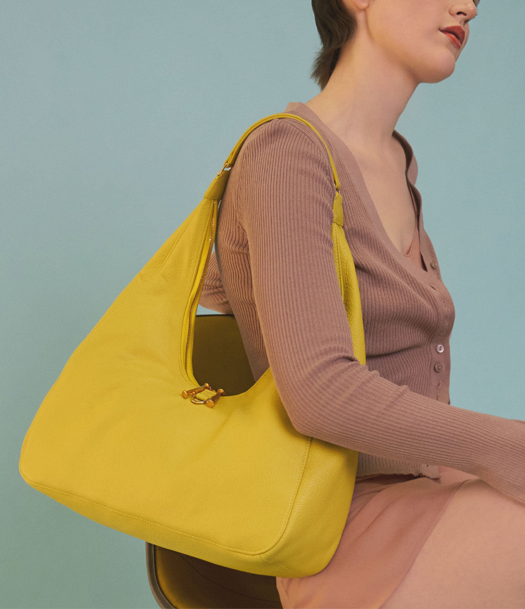 The New Hobo in Yellow Leather with Gold Hardware