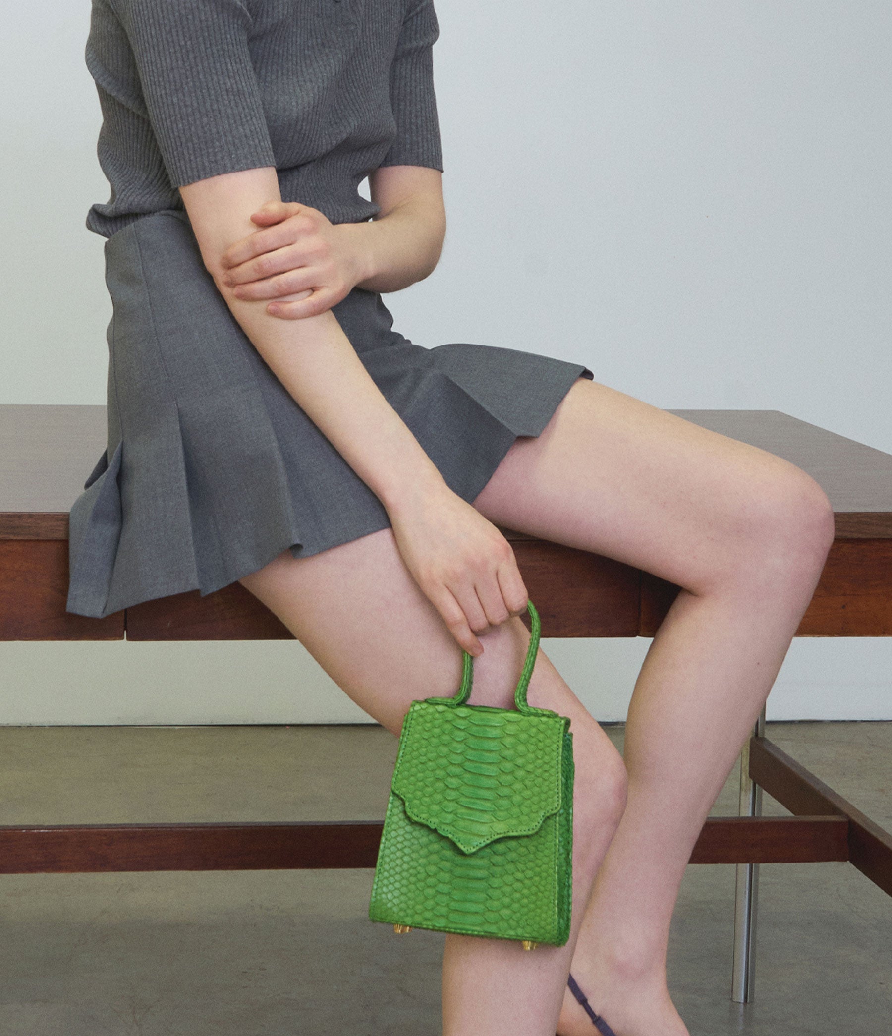 The Mini Missy in Lime Python with Gold Hardware