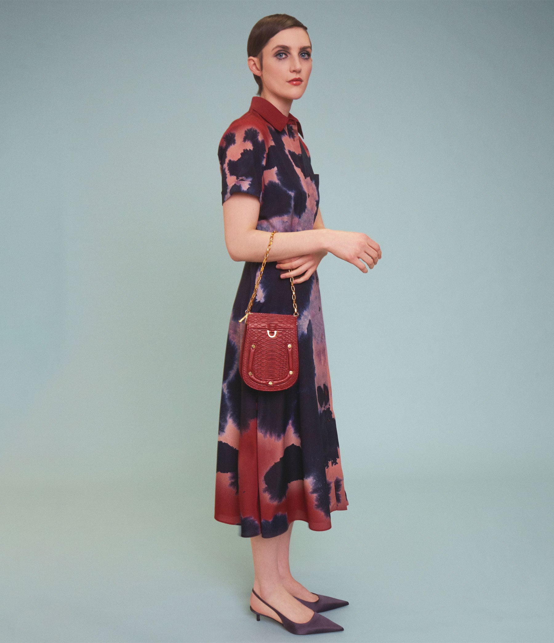 The Violin in Oxblood Python with Gold Hardware