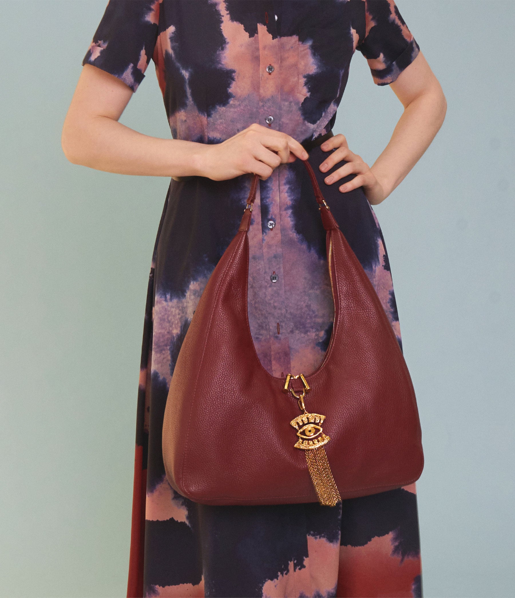 The New Hobo in Oxblood Leather with Gold Hardware