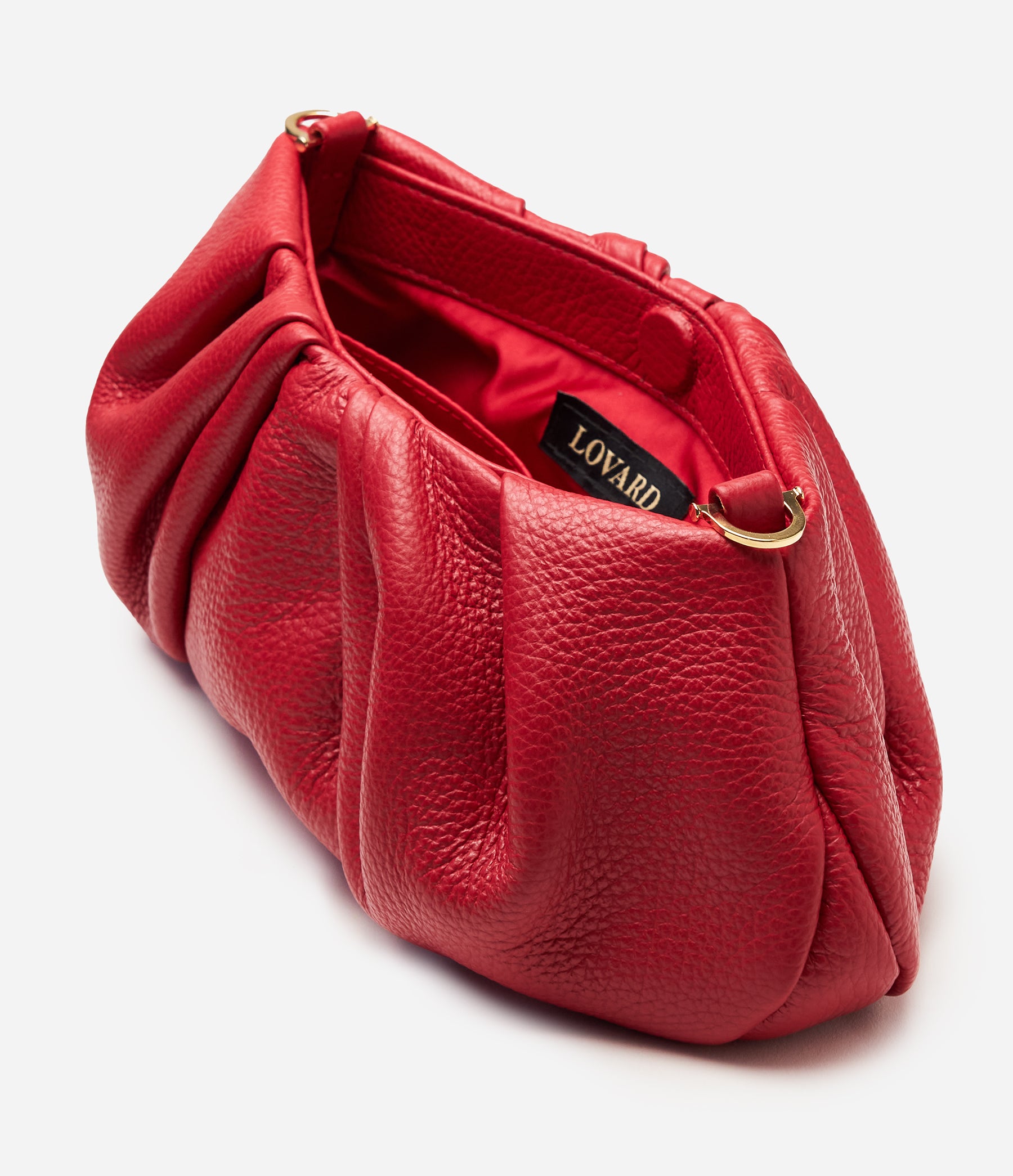 The Croissant in Lipstick Red Leather with Gold Hardware