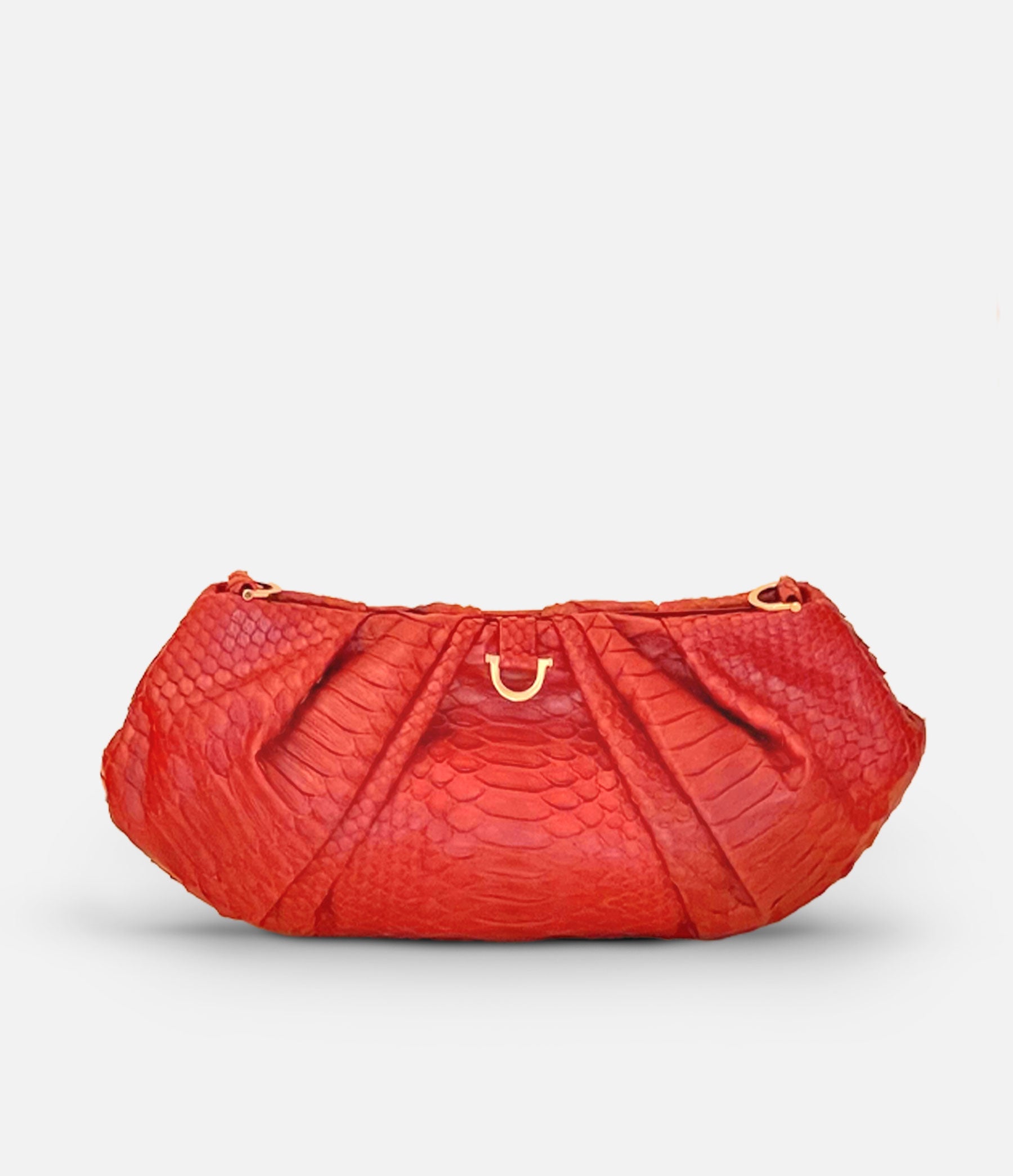 The Croissant in Hot Orange Python with Gold Hardware