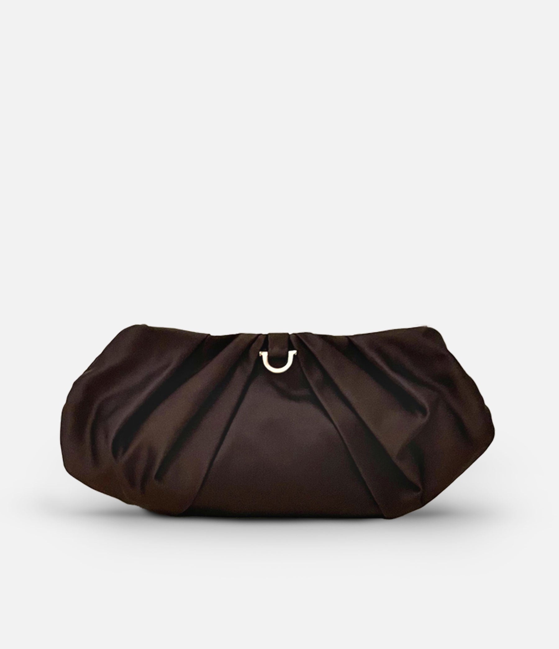 The Croissant in Brown Satin with Gold Hardware
