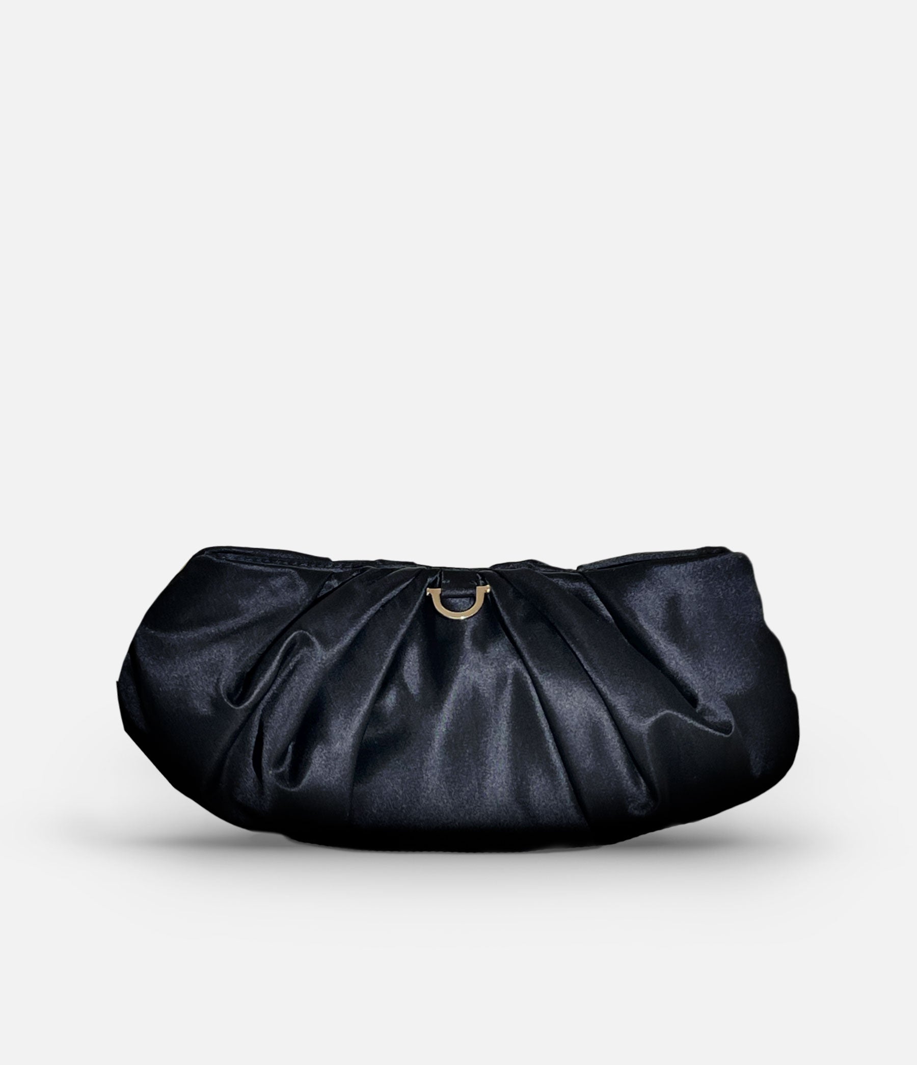 The Croissant in Black Satin with Gold Hardware