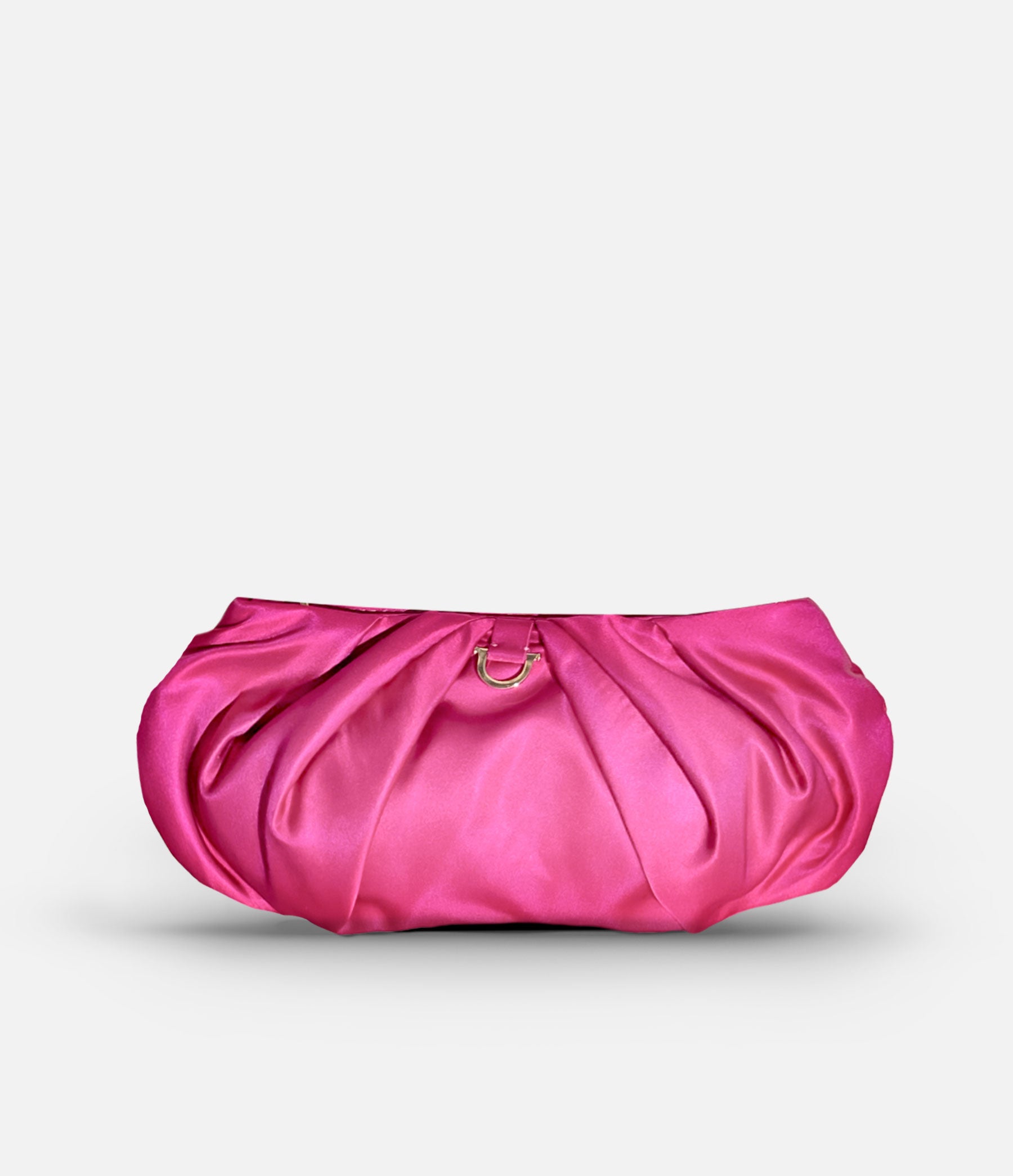 The Croissant in Fuchsia Satin with Gold Hardware