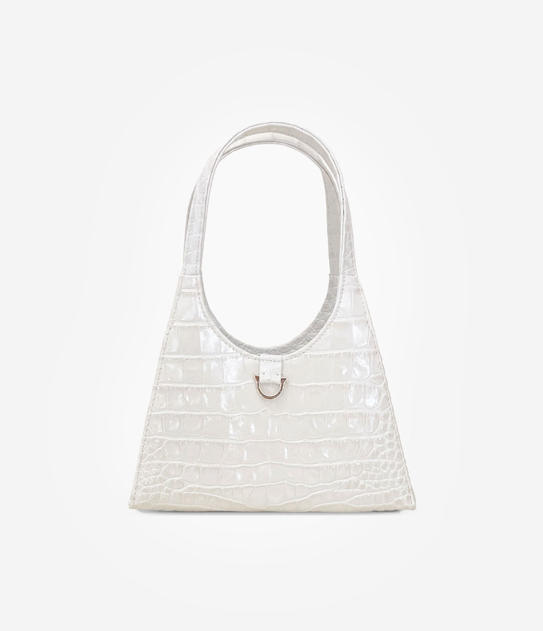The Lady Tote in White Croc-Embossed Leather with Gold Hardware