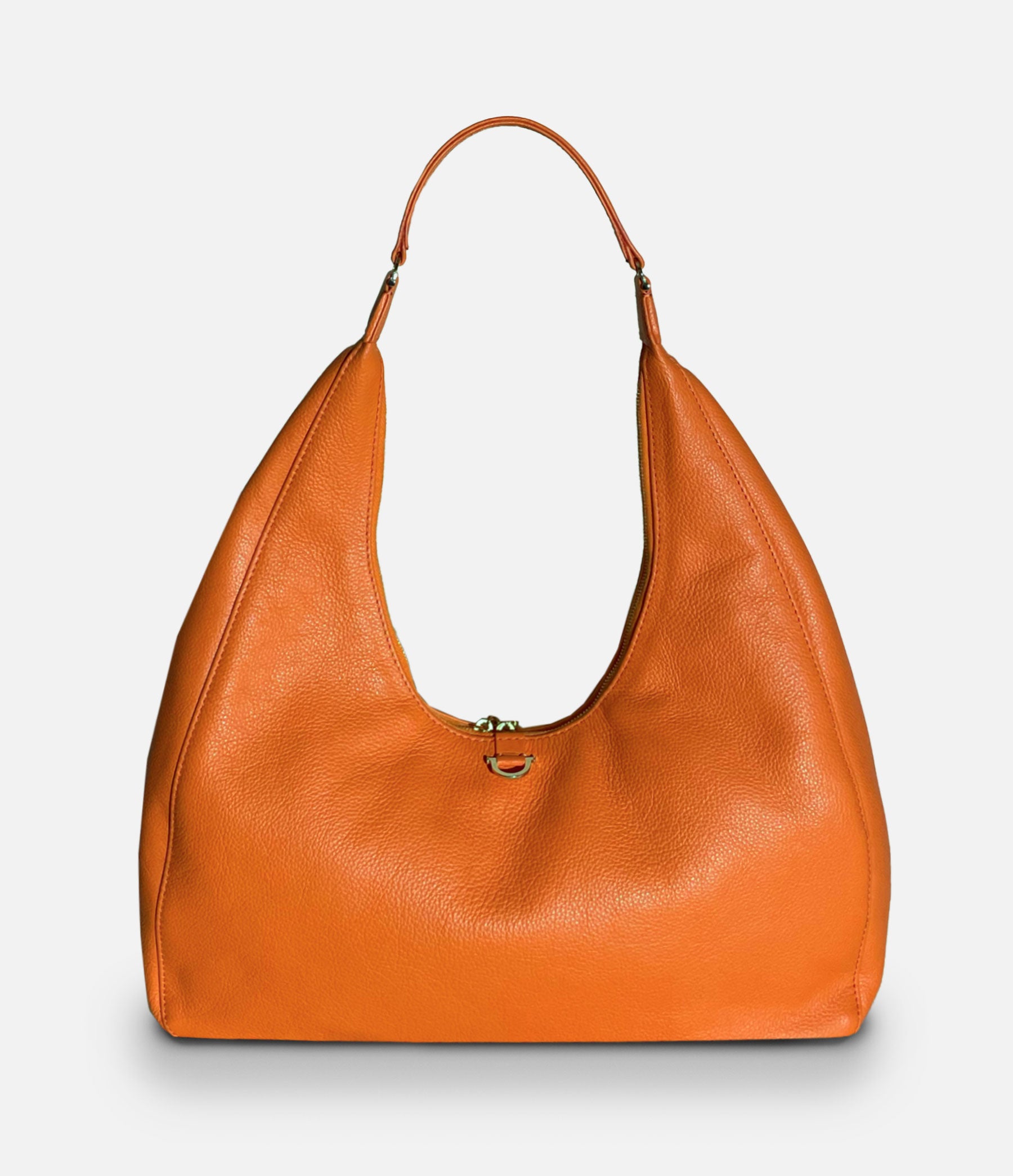 The New Hobo in Tangerine Leather with Gold Hardware