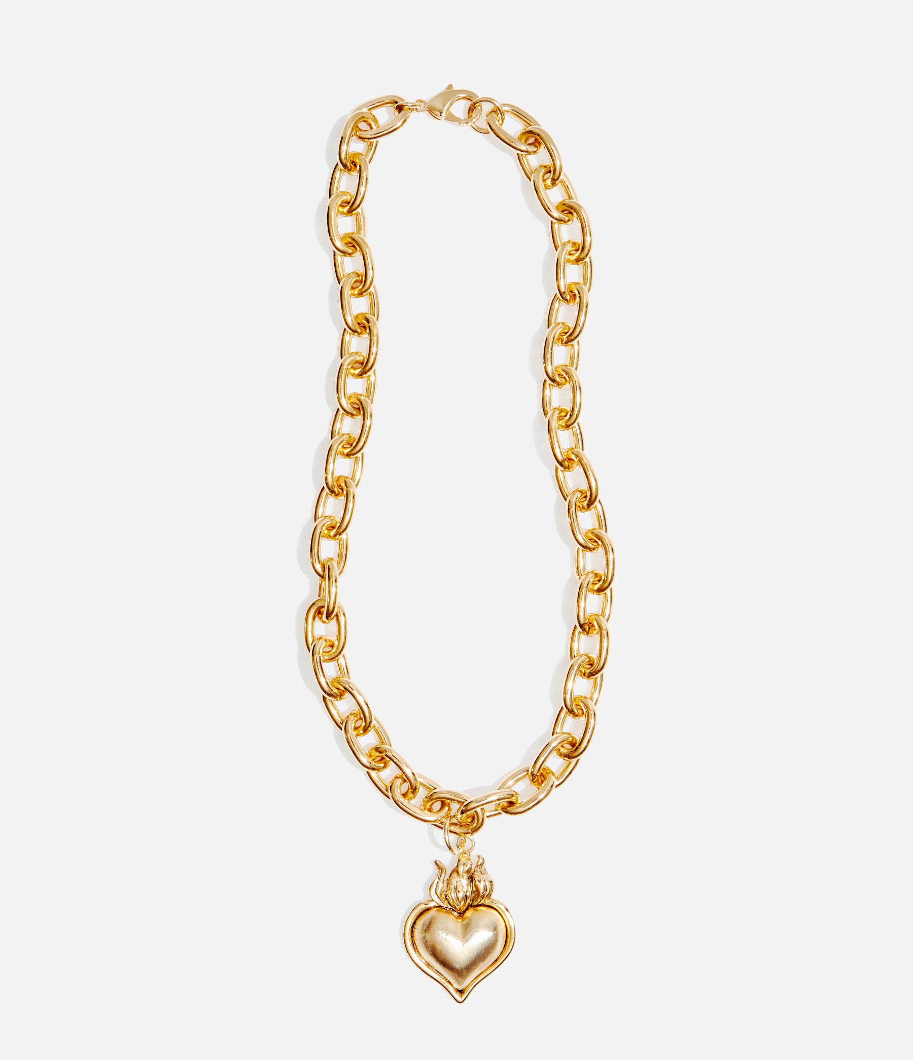 Smooth Hearts Aflame Chunky Chain Necklace