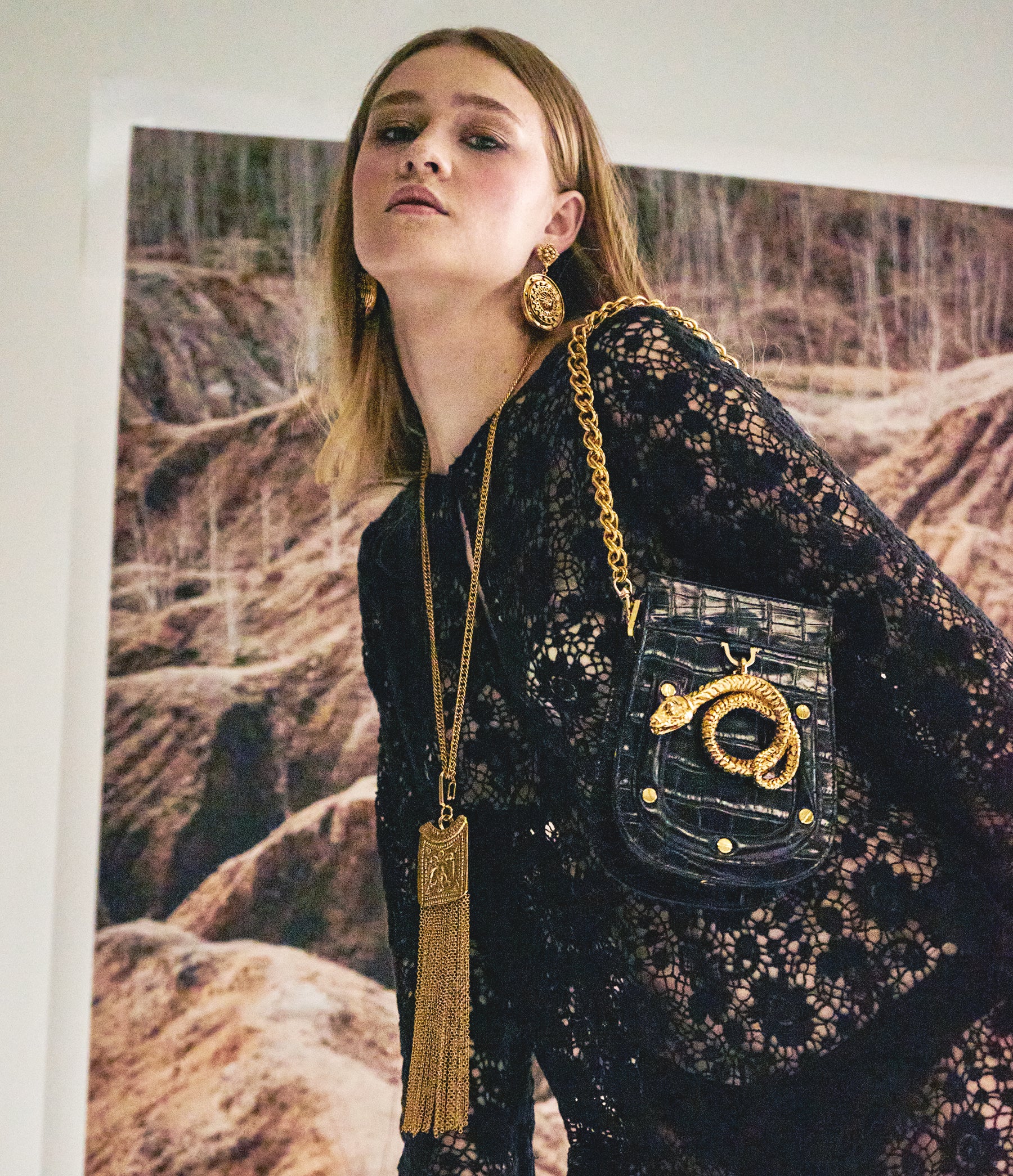 Black Croco Leather / Gold