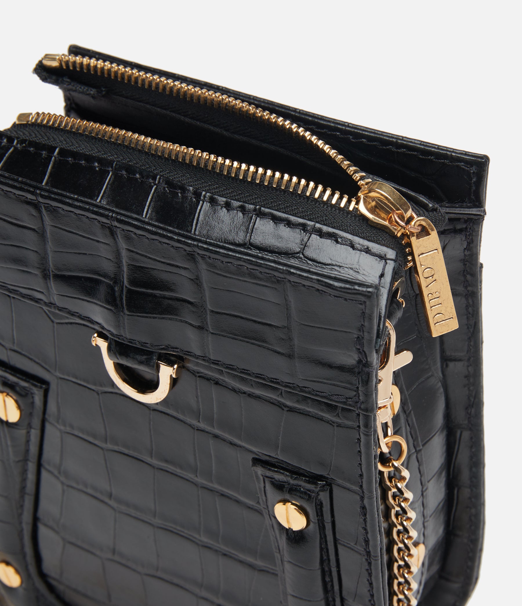 Black Croco Leather / Gold