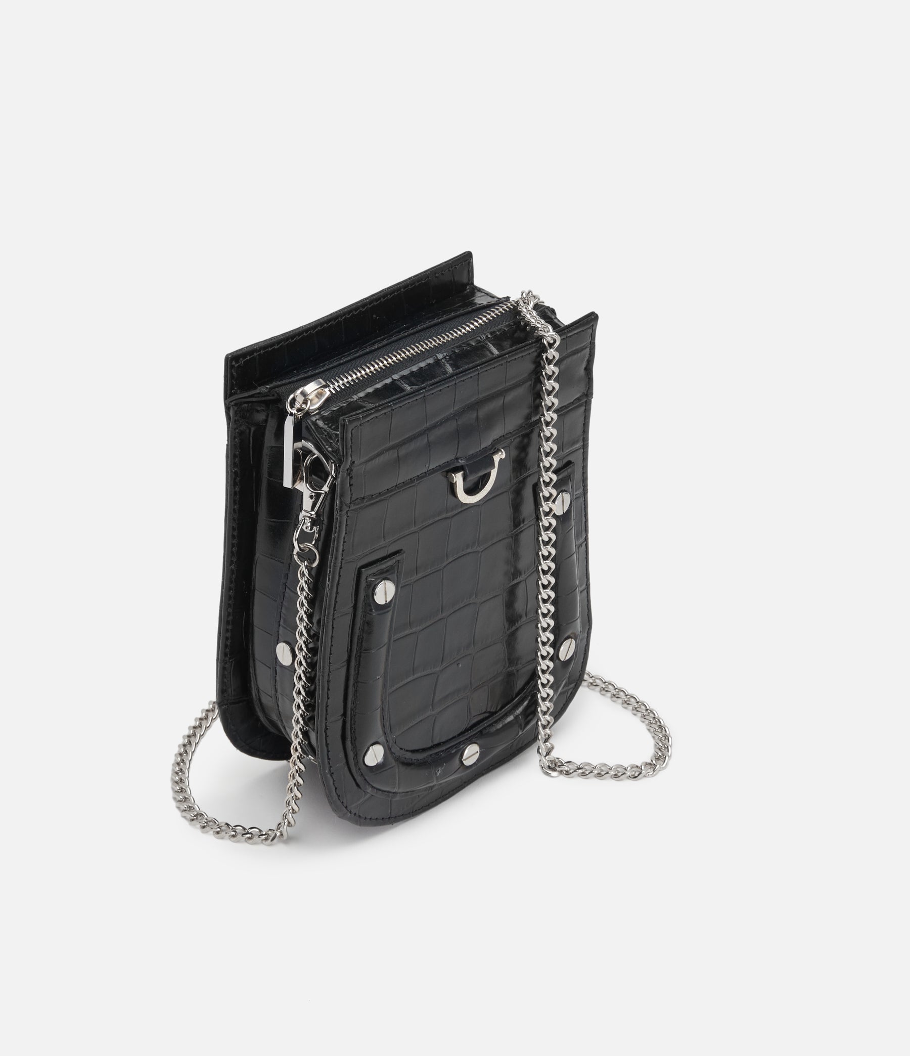 Black Croco Leather / Silver