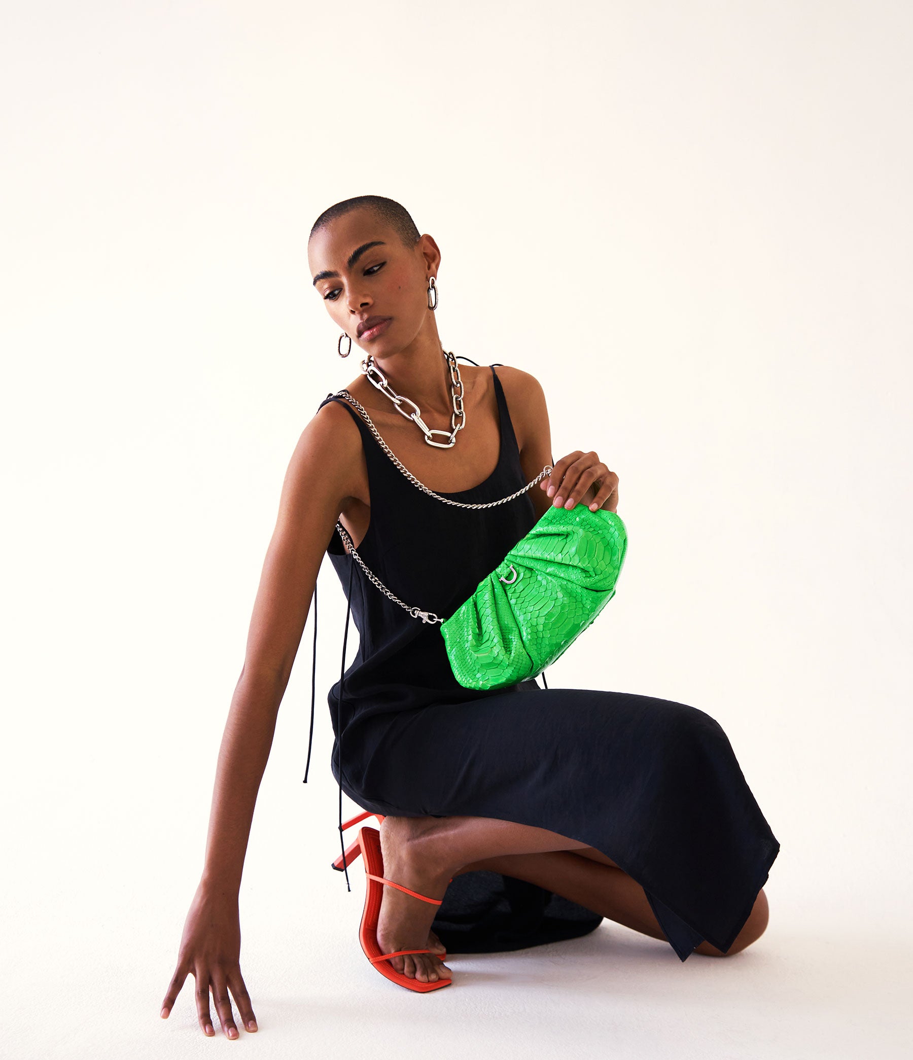 Green Neon Python / Silver