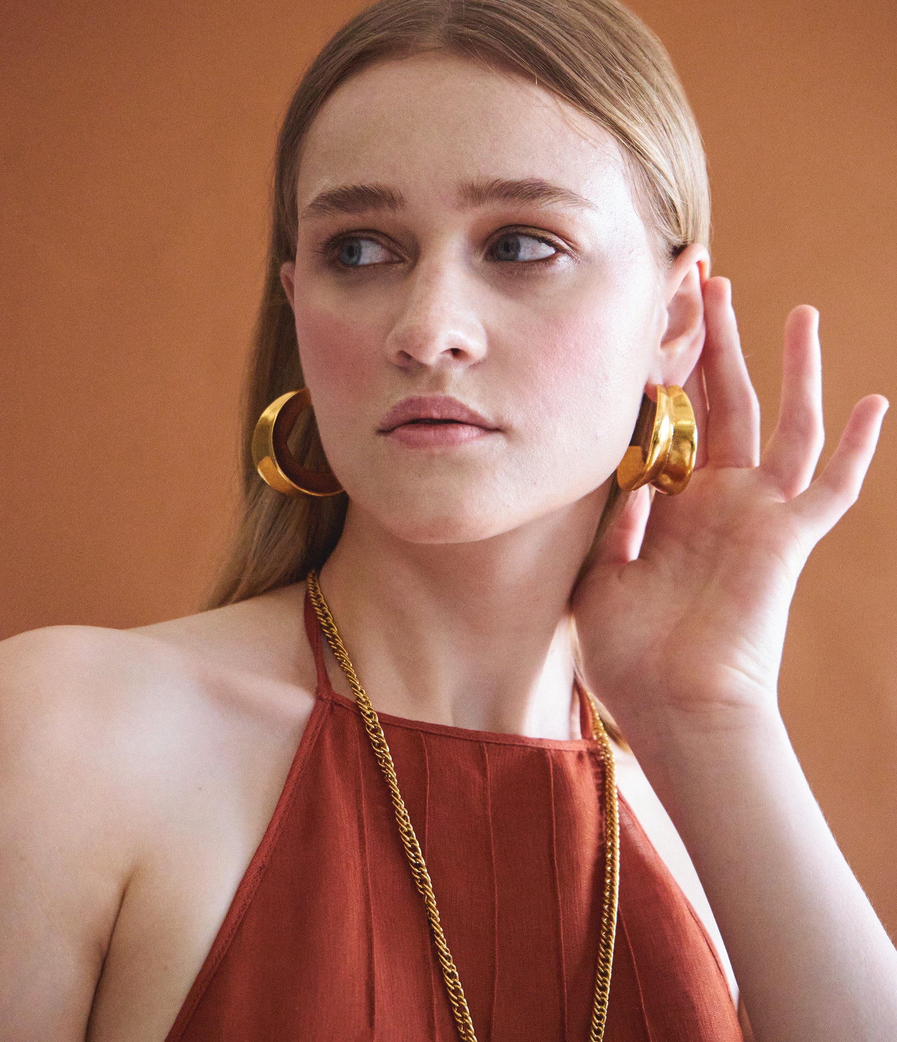 Large Carved Hoops in Gold