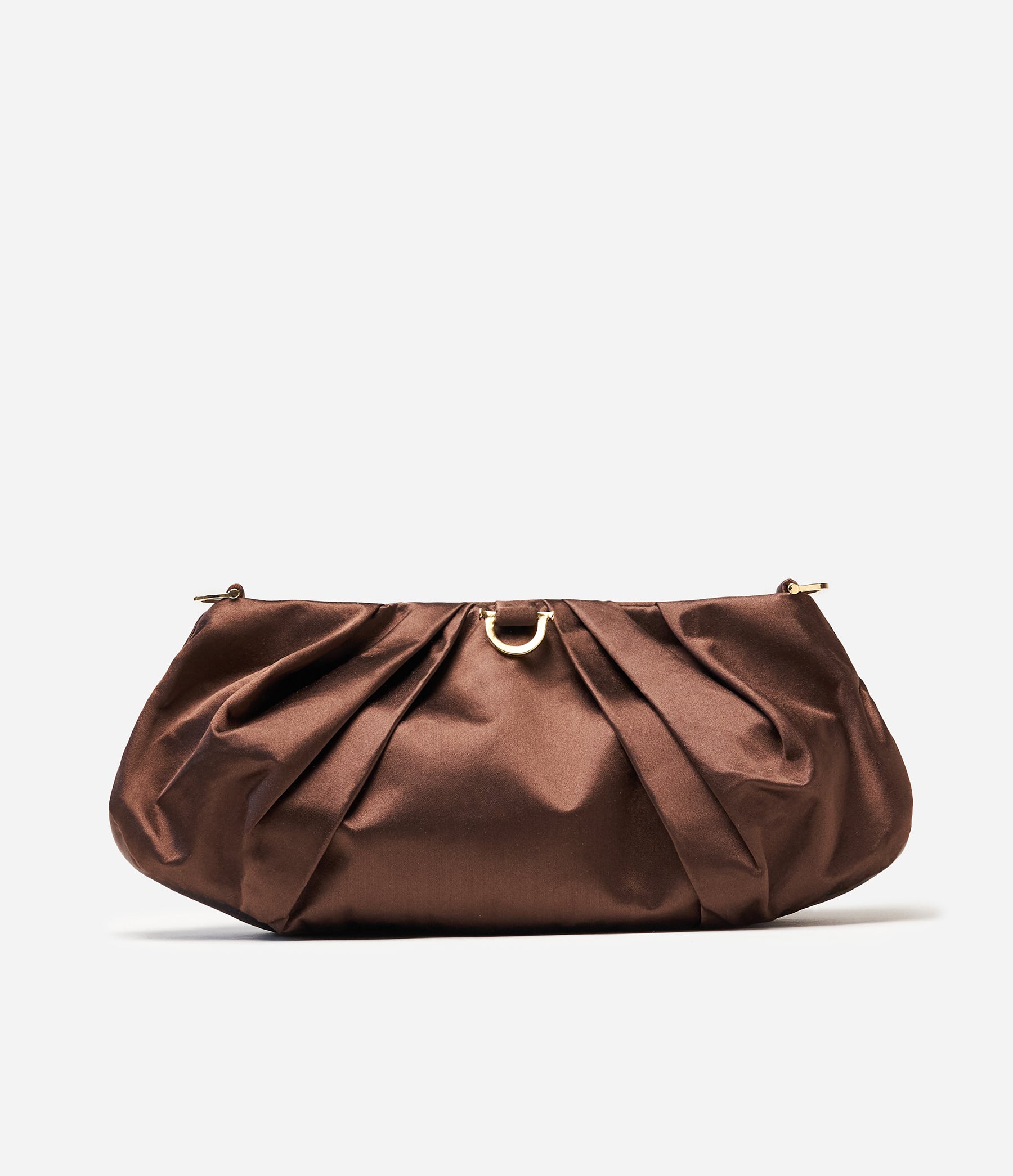 The Croissant in Chocolate Brown Satin with Gold Hardware