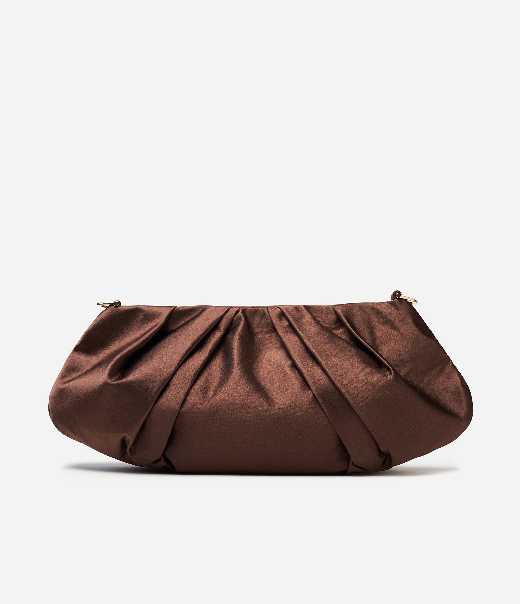 The Croissant in Chocolate Brown Satin with Gold Hardware