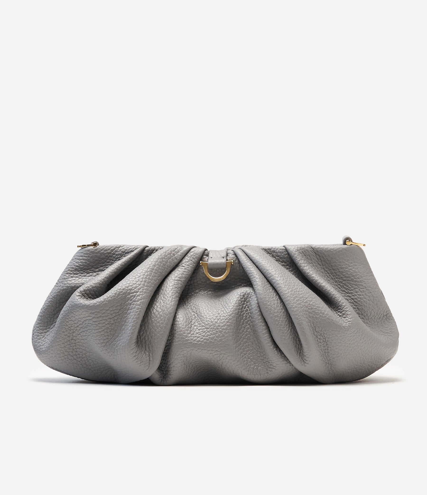 The Croissant in Stone Grey Leather with Gold Hardware
