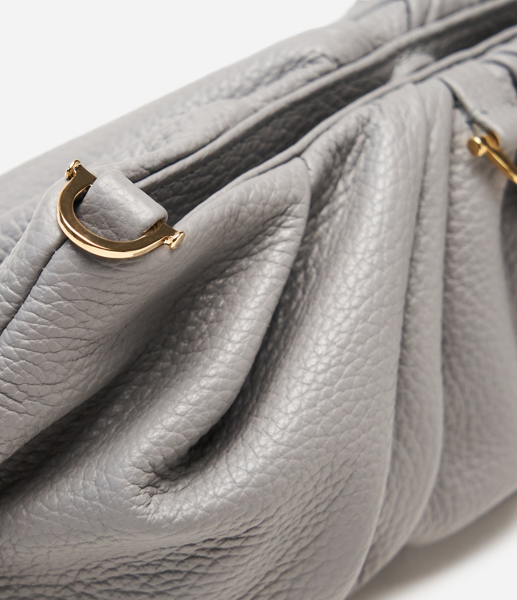 The Croissant in Stone Grey Leather with Gold Hardware