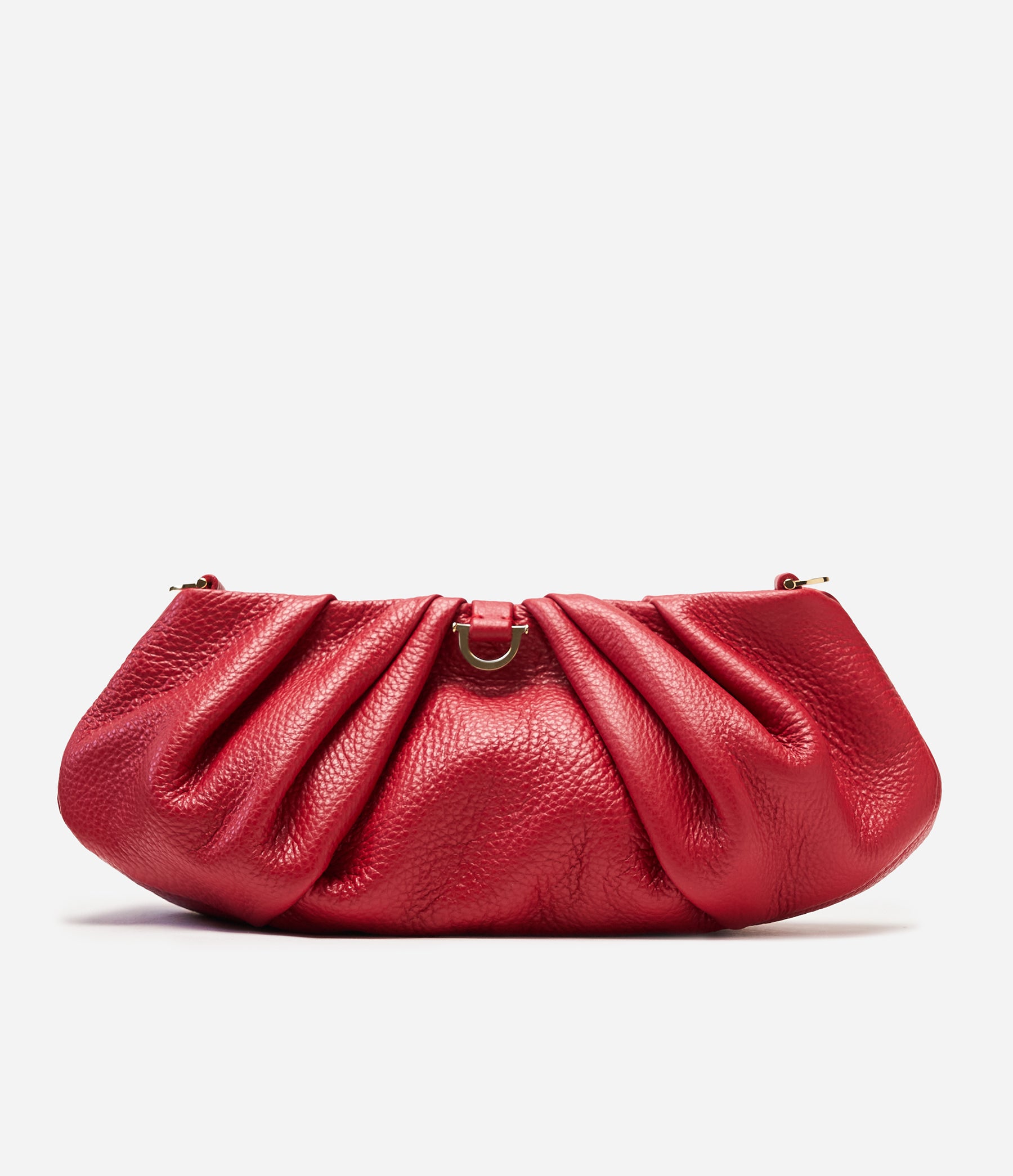 The Croissant in Lipstick Red Leather with Gold Hardware