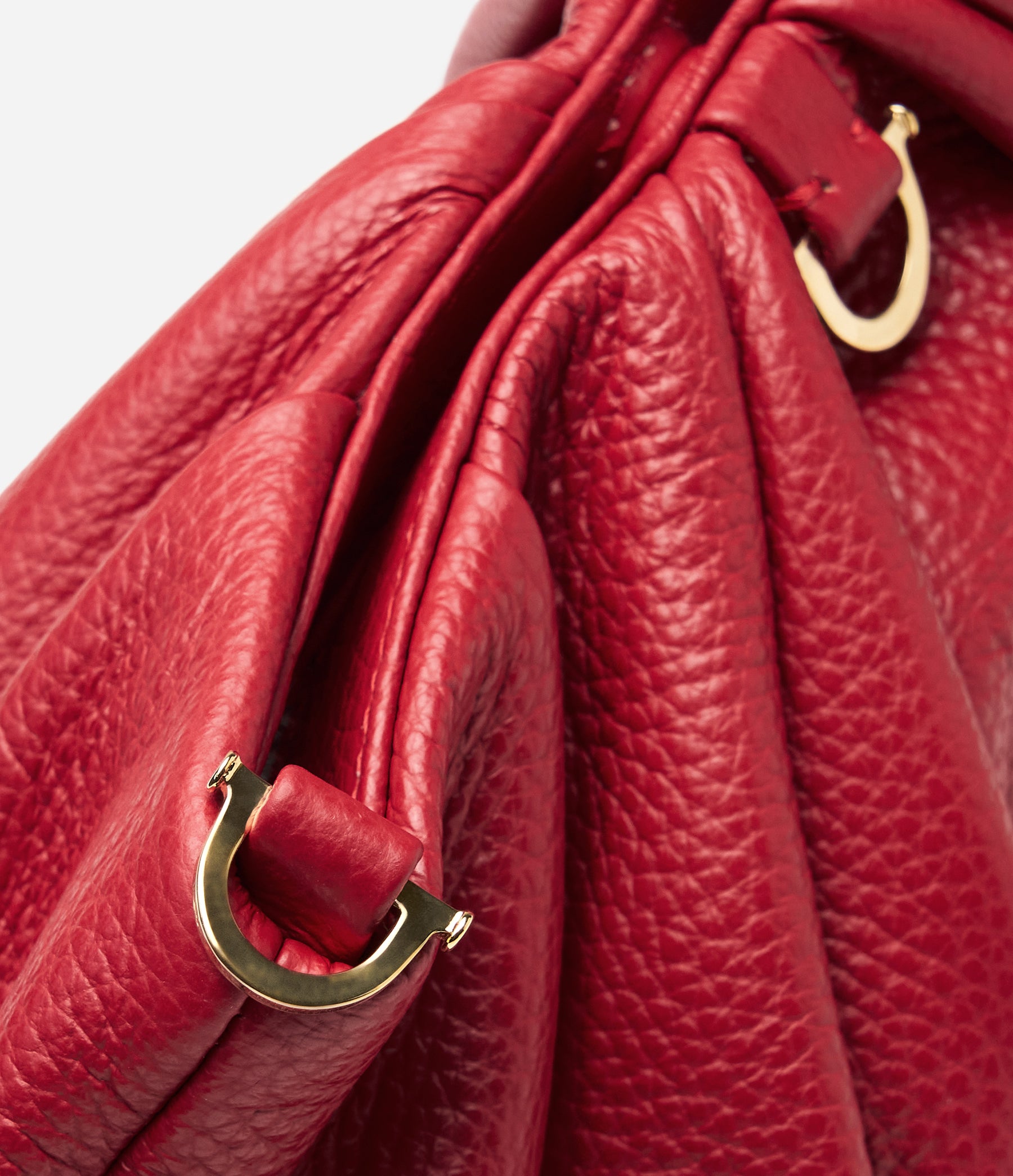 The Croissant in Lipstick Red Leather with Gold Hardware