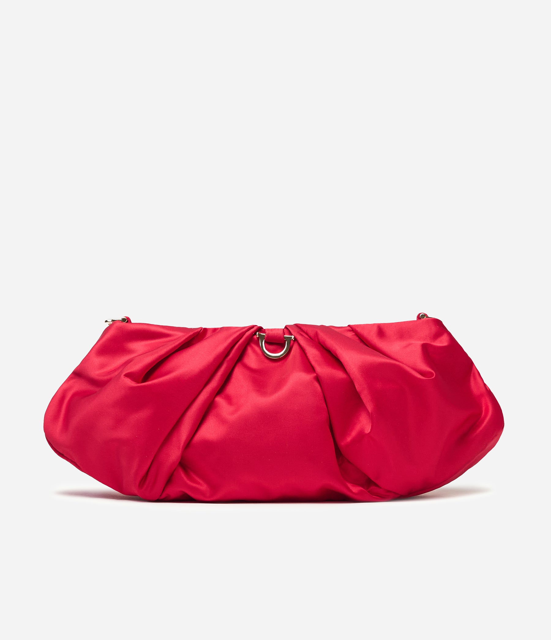 The Croissant in Lipstick Red Satin with Gold Hardware