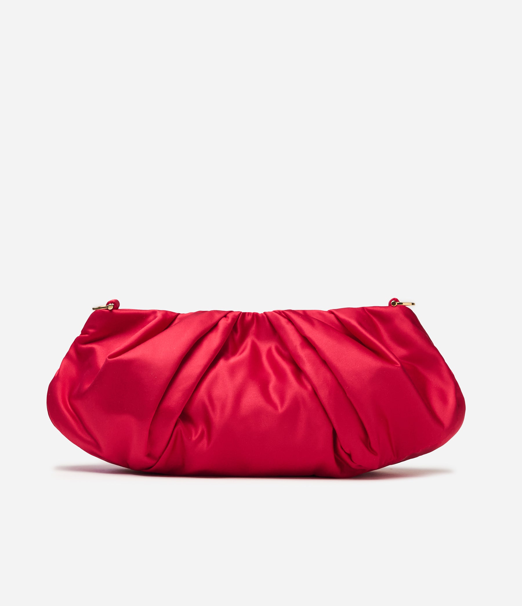 The Croissant in Lipstick Red Satin with Gold Hardware