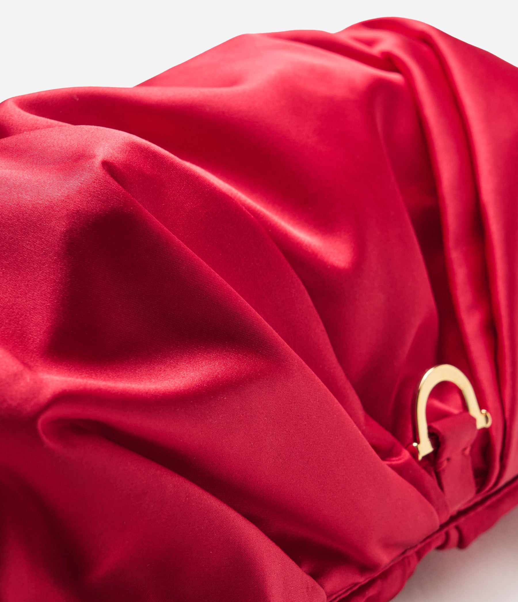 The Croissant in Lipstick Red Satin with Gold Hardware