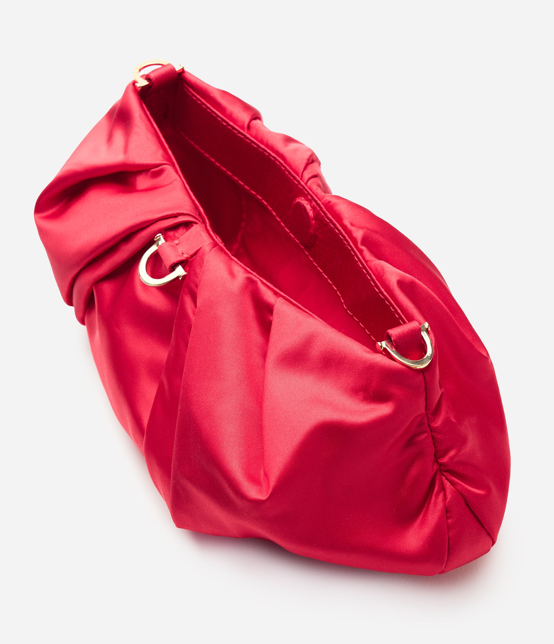 The Croissant in Lipstick Red Satin with Gold Hardware