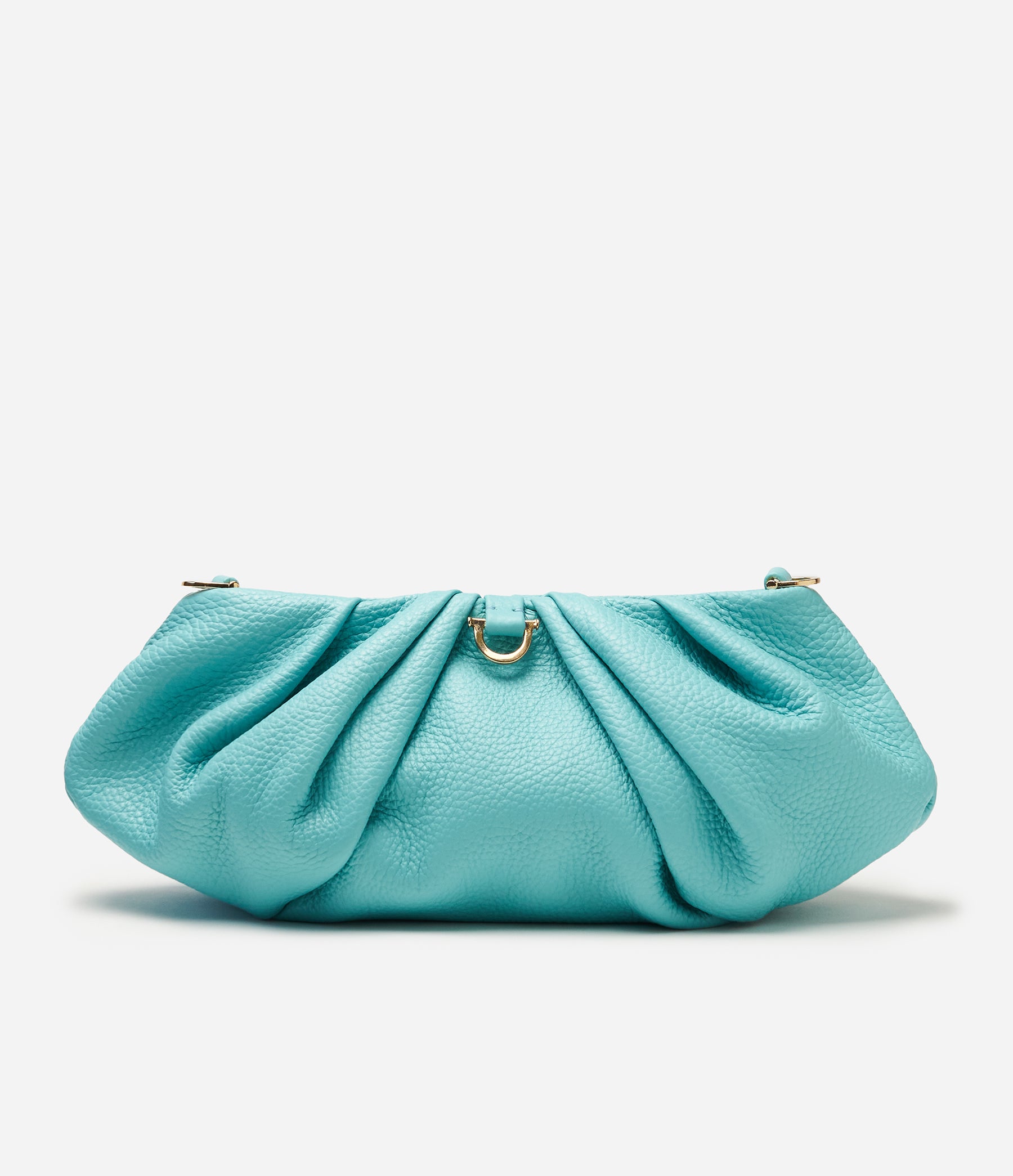 The Croissant in Lagoon Blue Leather with Gold Hardware