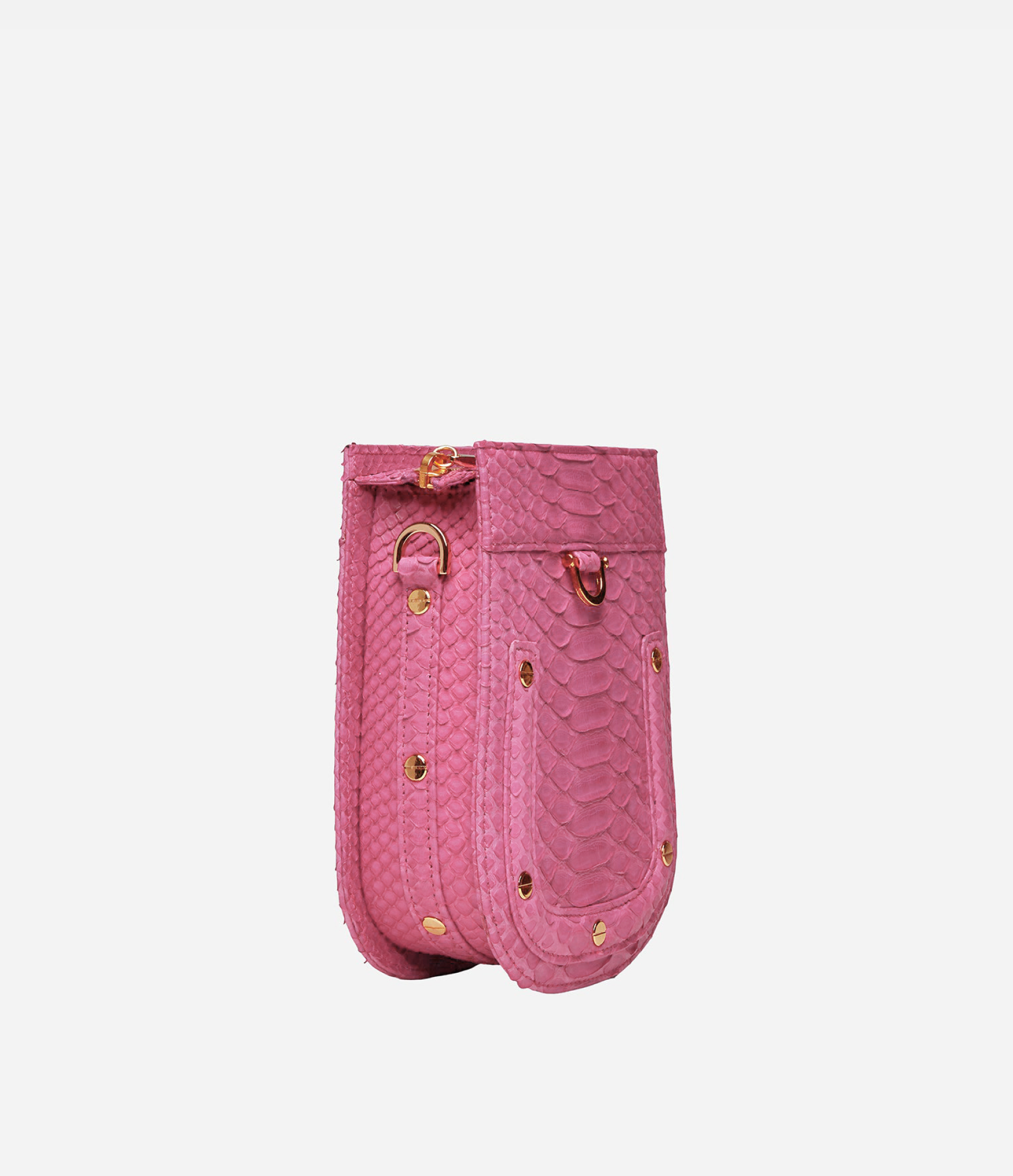 Python Violin in Bubble Gum Pink Python with Gold Hardware