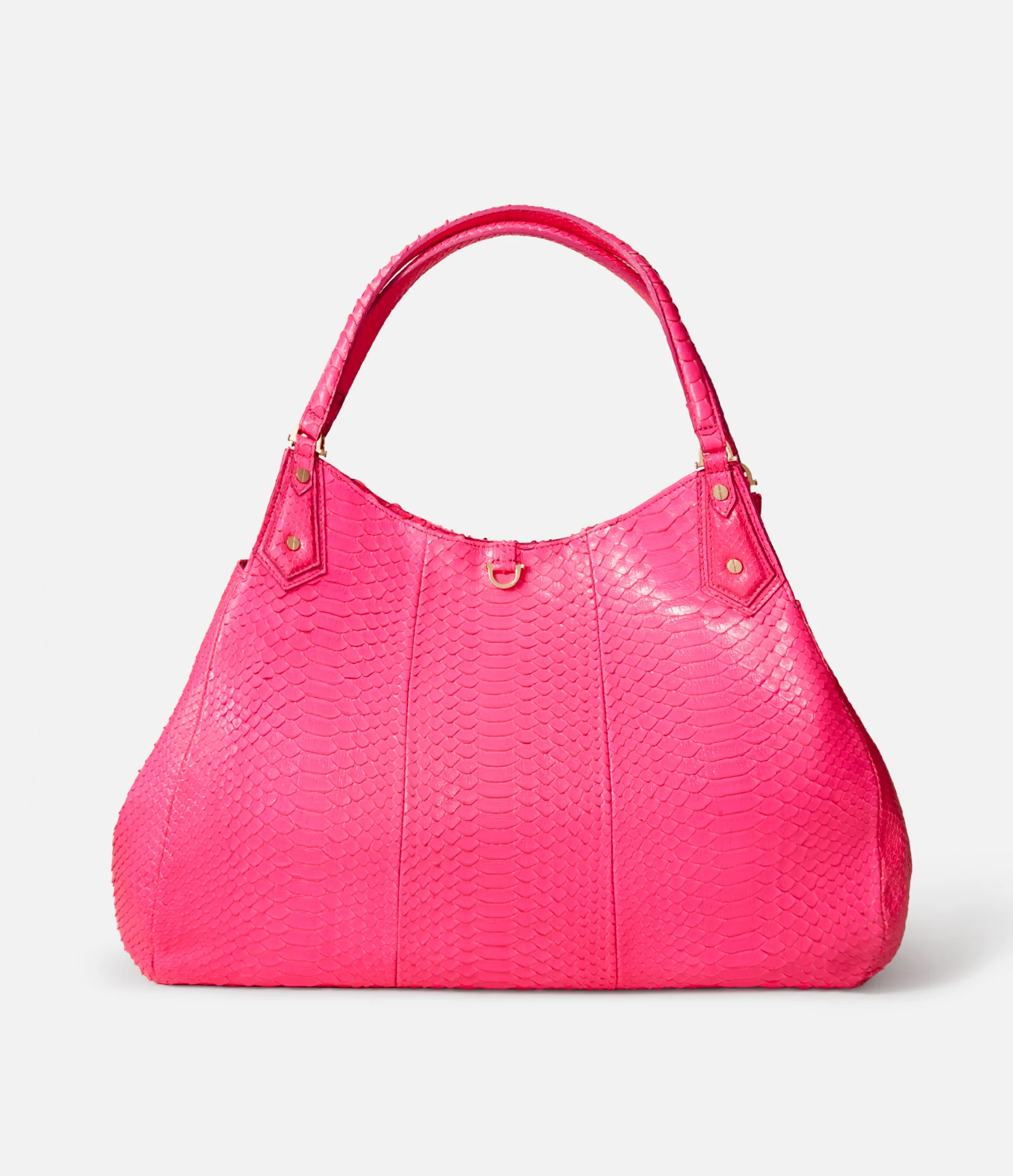 Pink Python Purse Hobo Tote in Pink Neon Python with Gold Hardware