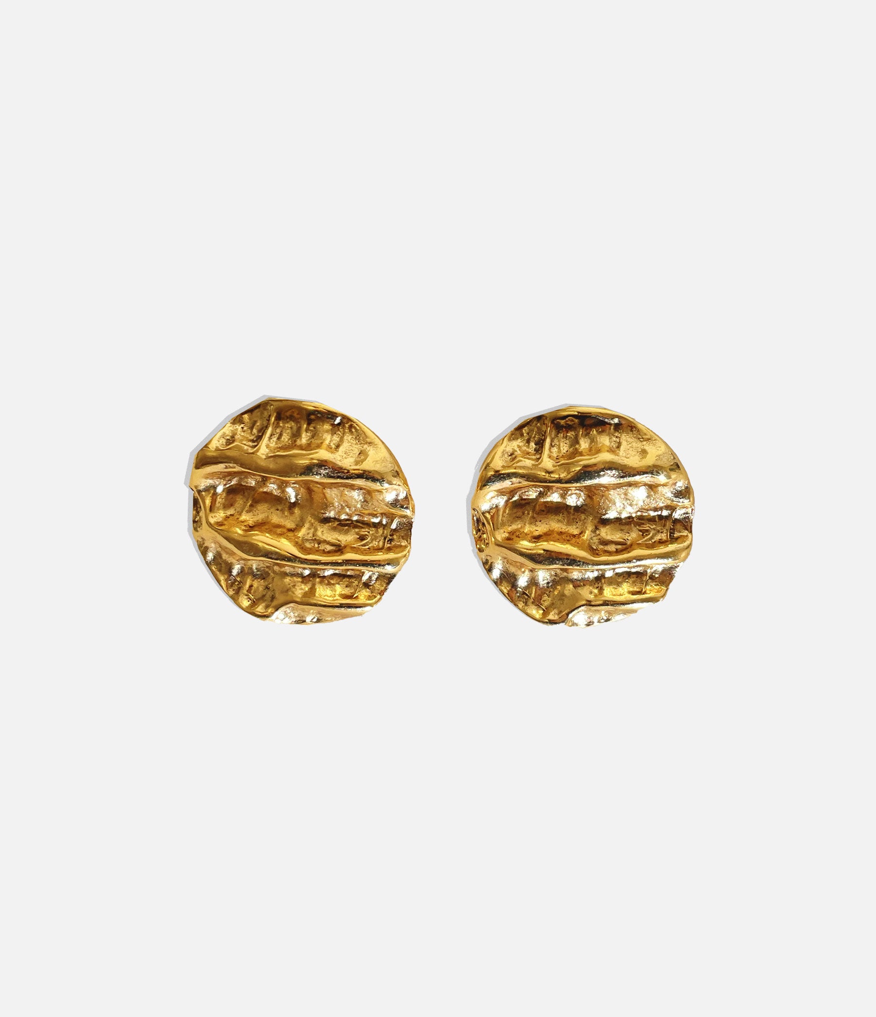 Textured Circle Earrings in Gold