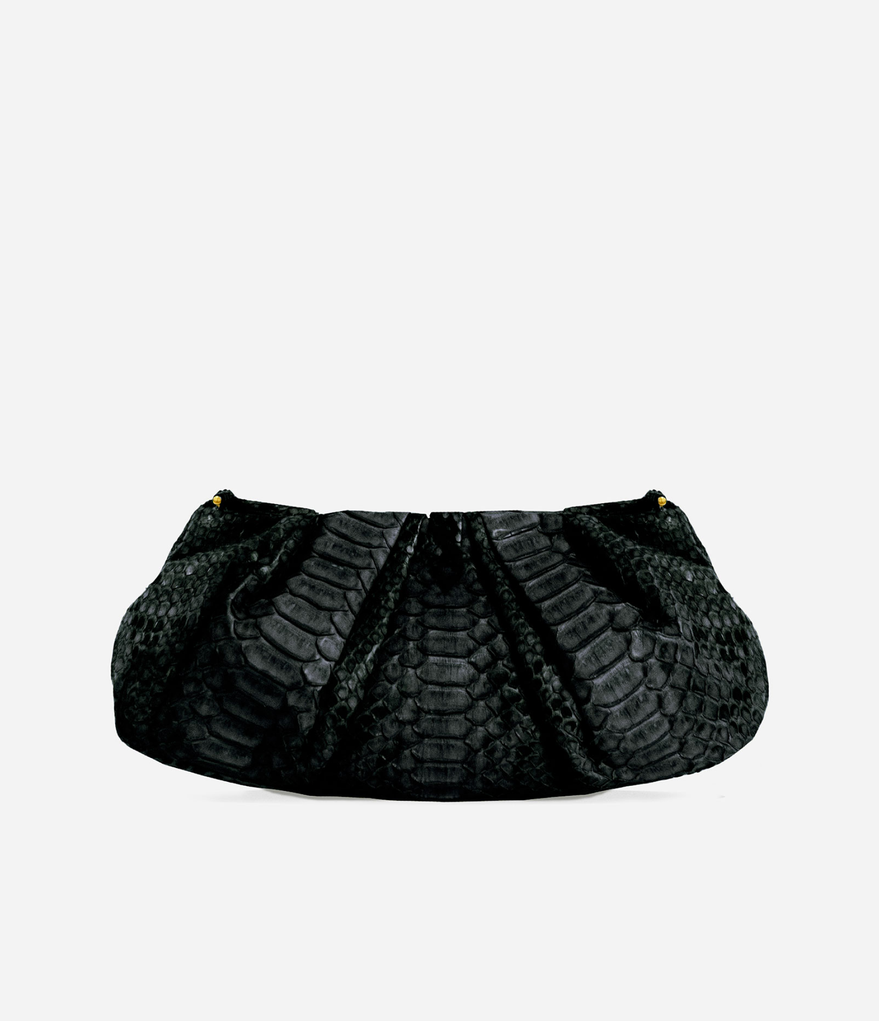 The Python Croissant Bag in Black Python with Gold Hardware