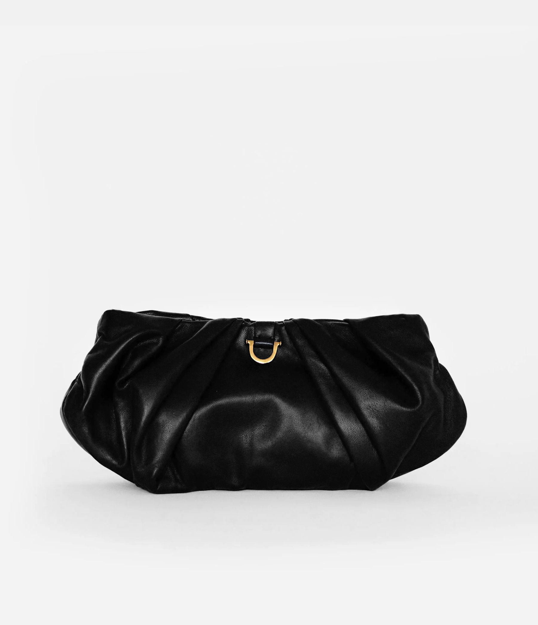 The Leather Croissant Bag in Black Leather with Gold Hardware