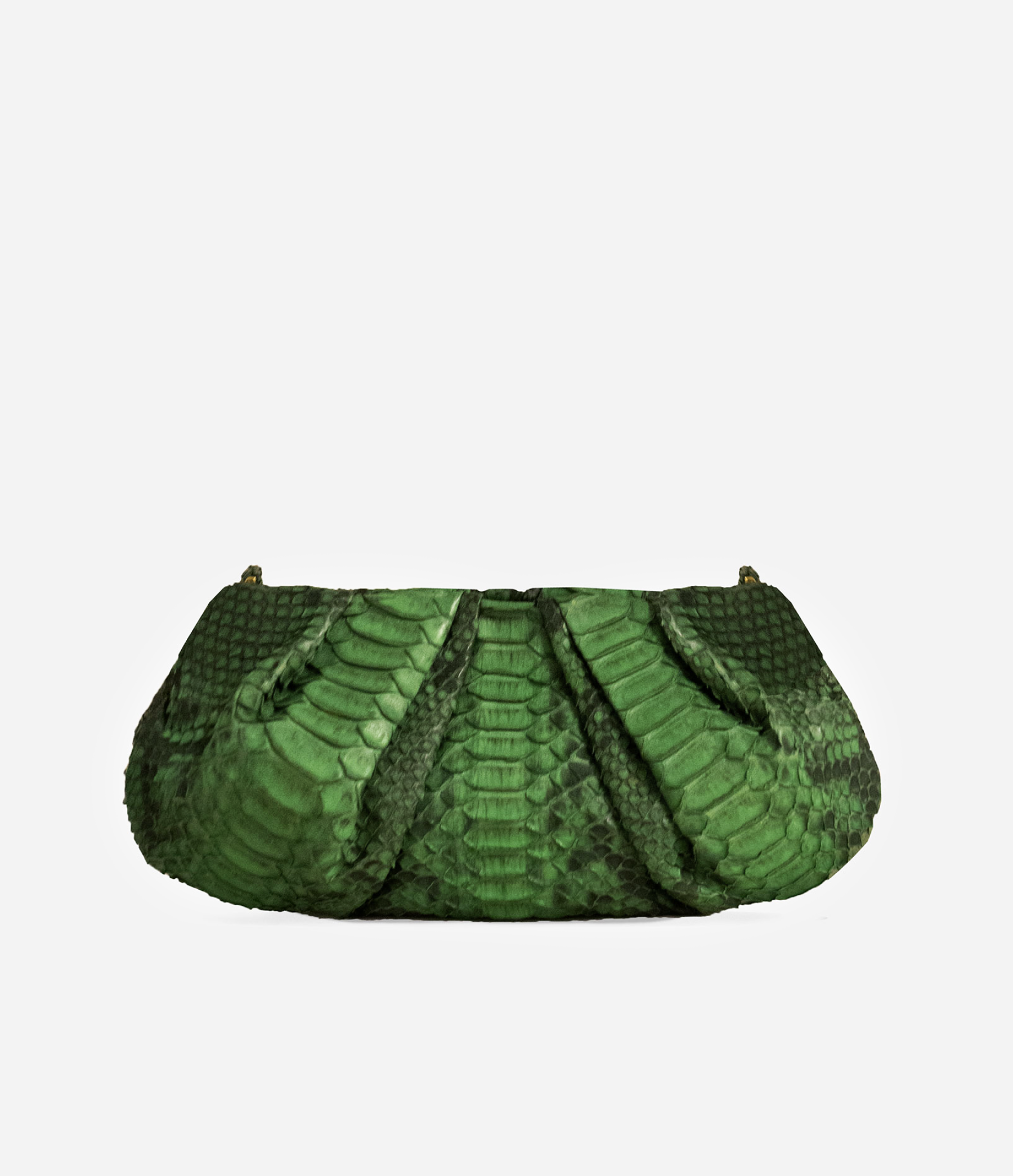 The Python Croissant Bag in Juniper Green Python with Gold Hardware