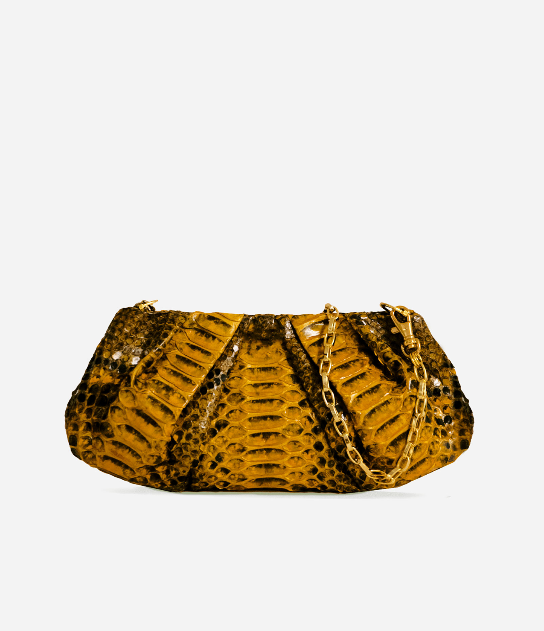 The Python Croissant Bag in Golden Tan with Gold Hardware