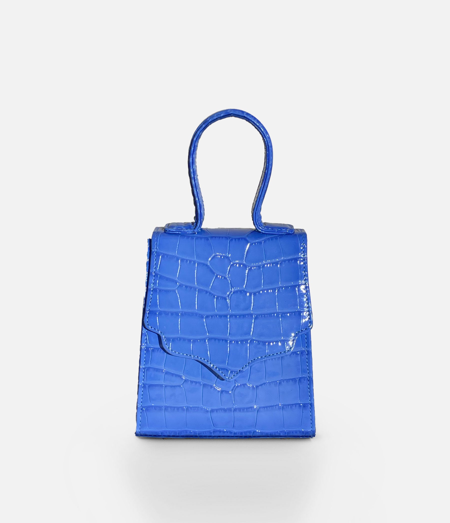 The Mini Missy in Blue Croc-Embossed Leather